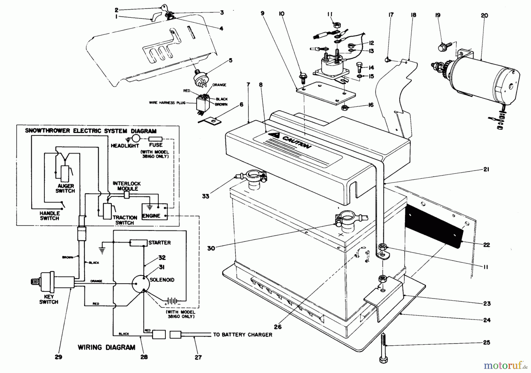 Toro Neu Snow Blowers/Snow Throwers Seite 1 38090 (1132) - Toro 1132 Snowthrower, 1985 (5000001-5999999) 12 VOLT STARTING MOTOR KIT 42-3370 (OPTIONAL)