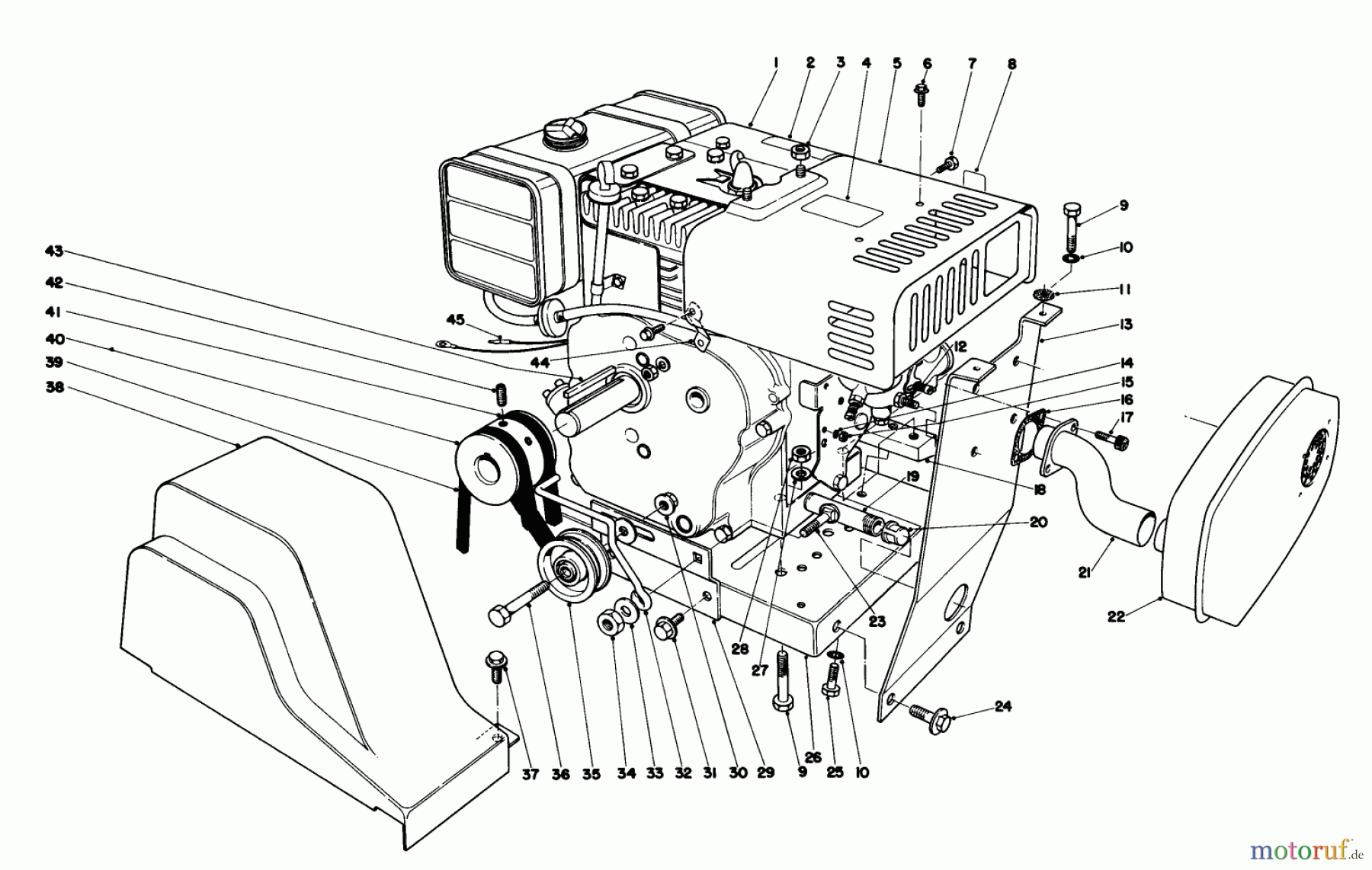  Toro Neu Snow Blowers/Snow Throwers Seite 1 38095 (1132) - Toro 1132 Snowthrower, 1980 (0000001-0999999) ENGINE ASSEMBLY