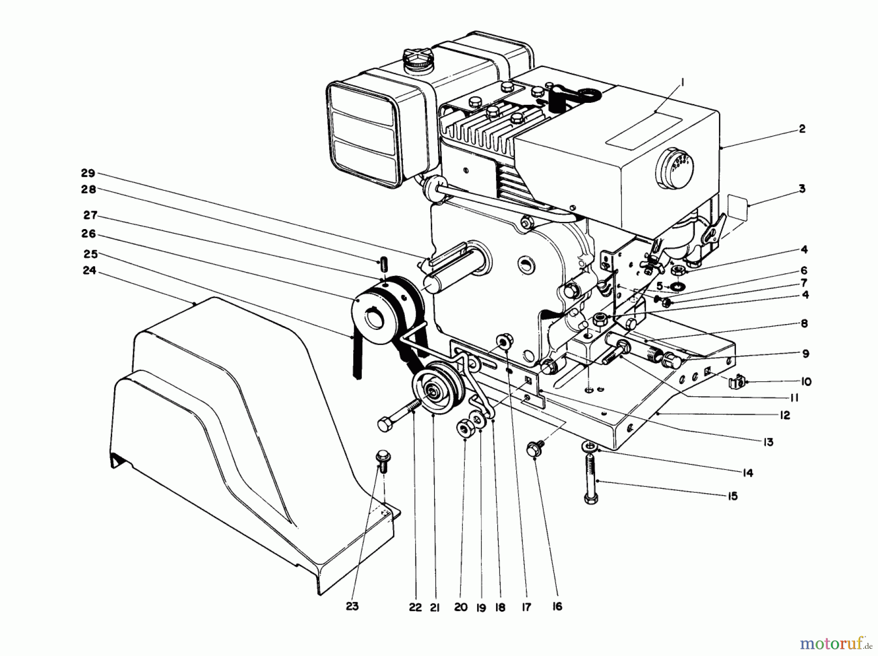 Toro Neu Snow Blowers/Snow Throwers Seite 1 38095 (1132) - Toro 1132 Snowthrower, 1981 (1000001-1999999) ENGINE ASSEMBLY (MODEL 38155)