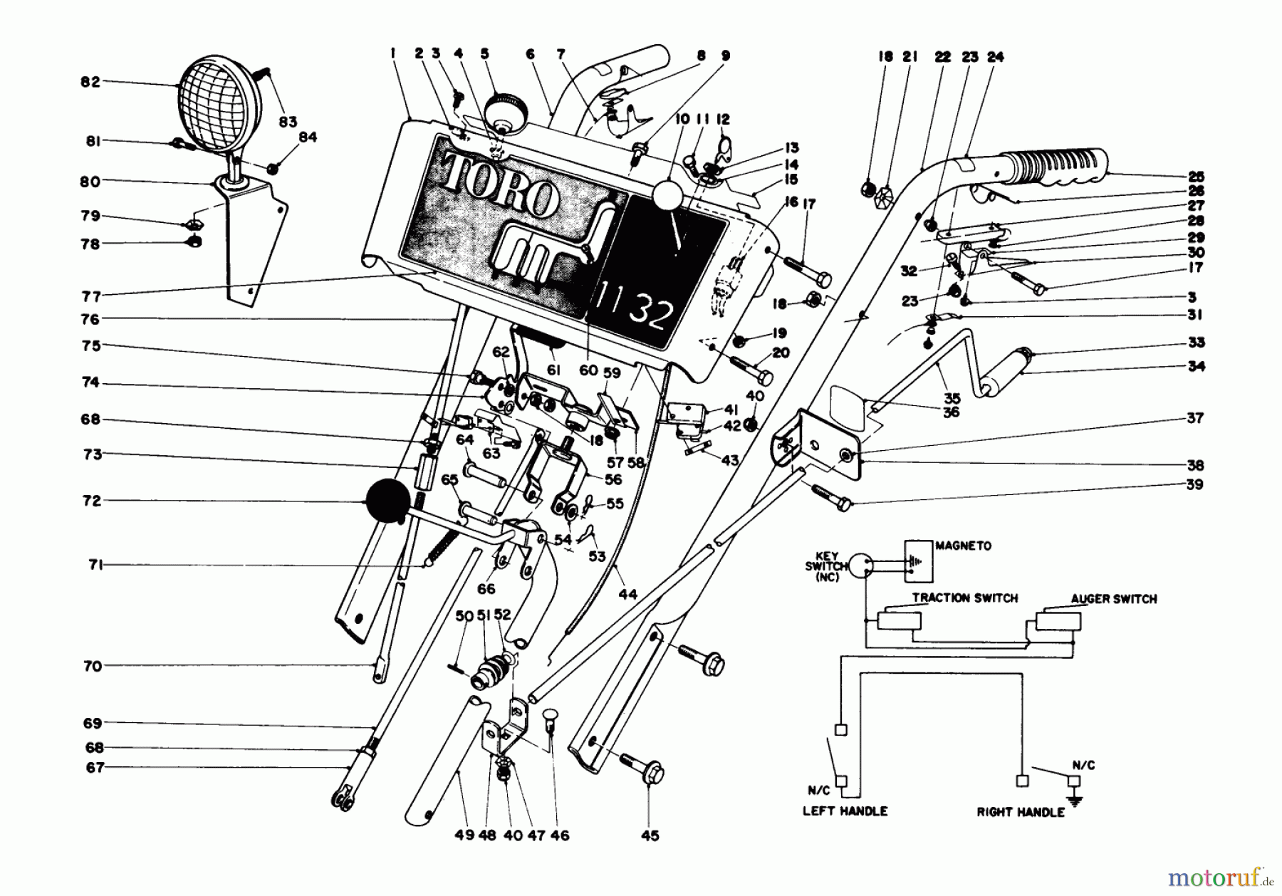Toro Neu Snow Blowers/Snow Throwers Seite 1 38155 (826) - Toro 826 Snowthrower, 1982 (2000001-2999999) HANDLE ASSEMBLY