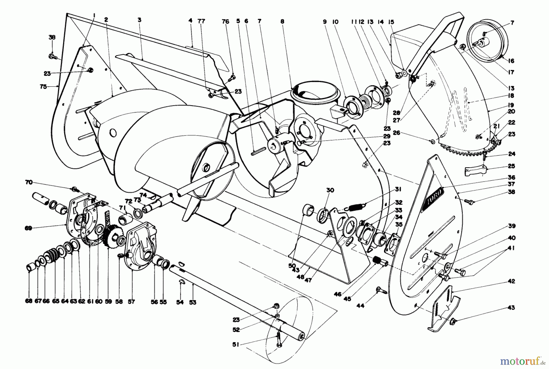  Toro Neu Snow Blowers/Snow Throwers Seite 1 38095 (1132) - Toro 1132 Snowthrower, 1983 (3000001-3999999) AUGER ASSEMBLY