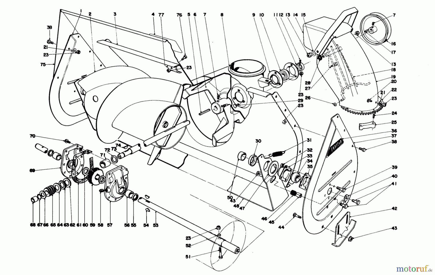  Toro Neu Snow Blowers/Snow Throwers Seite 1 38095 (1132) - Toro 1132 Snowthrower, 1986 (6000001-6999999) AUGER ASSEMBLY