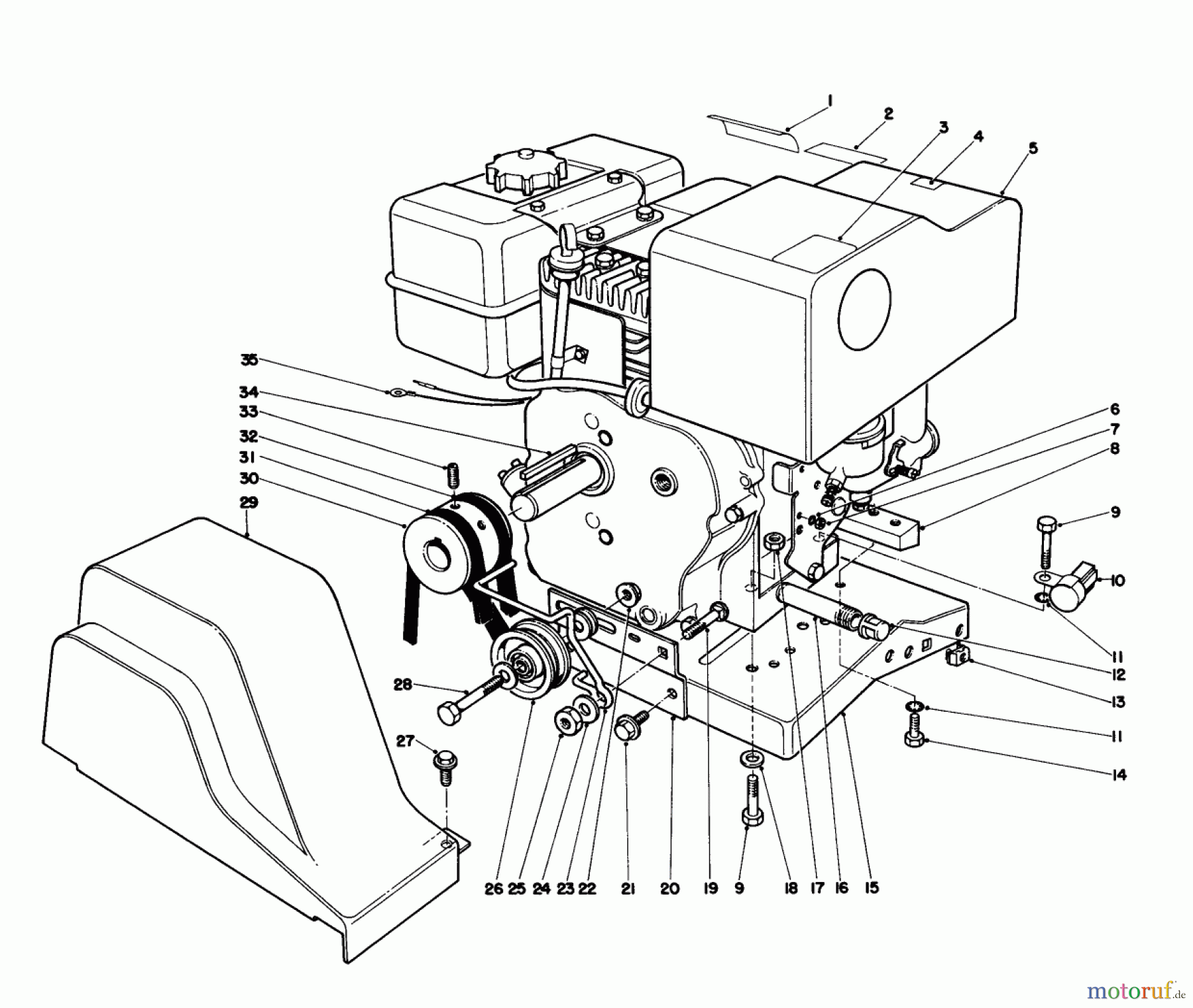 Toro Neu Snow Blowers/Snow Throwers Seite 1 38095 (1132) - Toro 1132 Snowthrower, 1987 (7000001-7999999) ENGINE ASSEMBLY