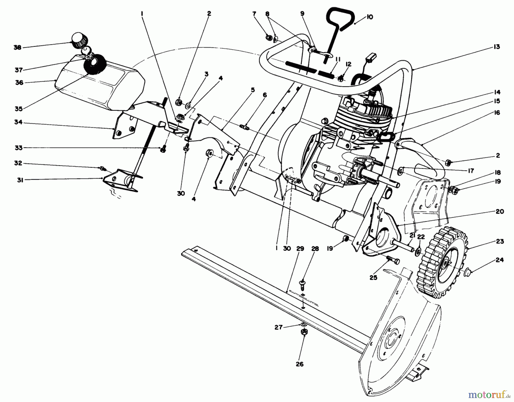 Toro Neu Snow Blowers/Snow Throwers Seite 1 38115C (CR-20R) - Toro CR-20 Snowthrower, 1990 (0000001-0999999) ENGINE ASSEMBLY (MODEL NO. 38110C)