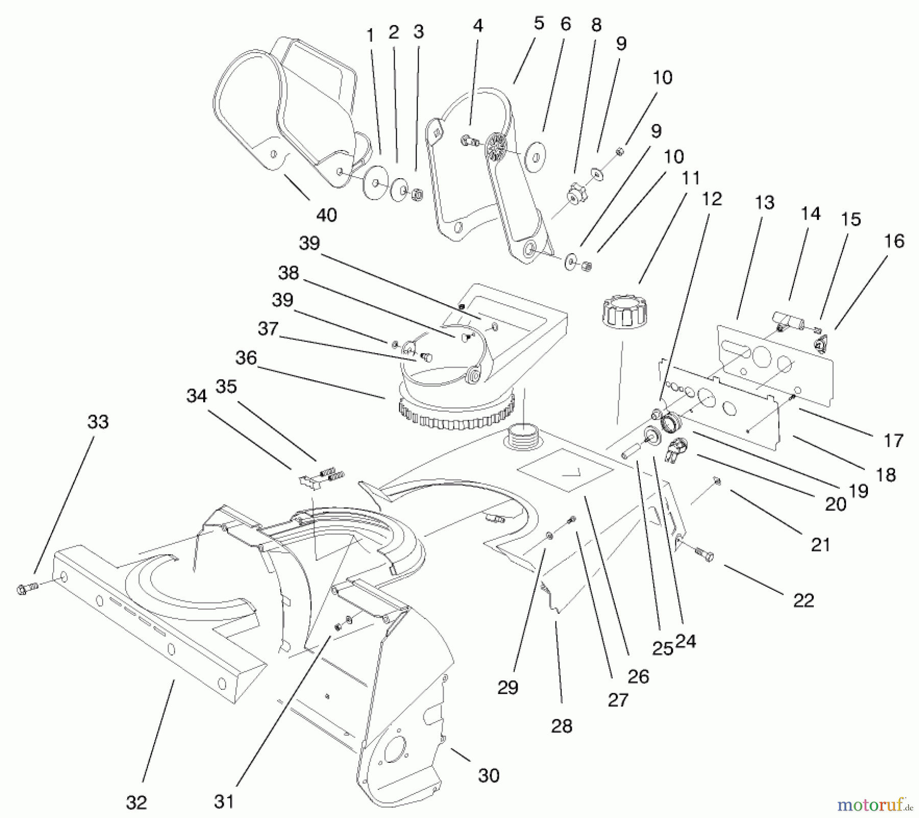 Toro Neu Snow Blowers/Snow Throwers Seite 1 38182 - Toro CCR Powerlite Snowthrower, 2000 (200000001-200999999) HOUSING, UPPER SHROUD, & CHUTE ASSEMBLY