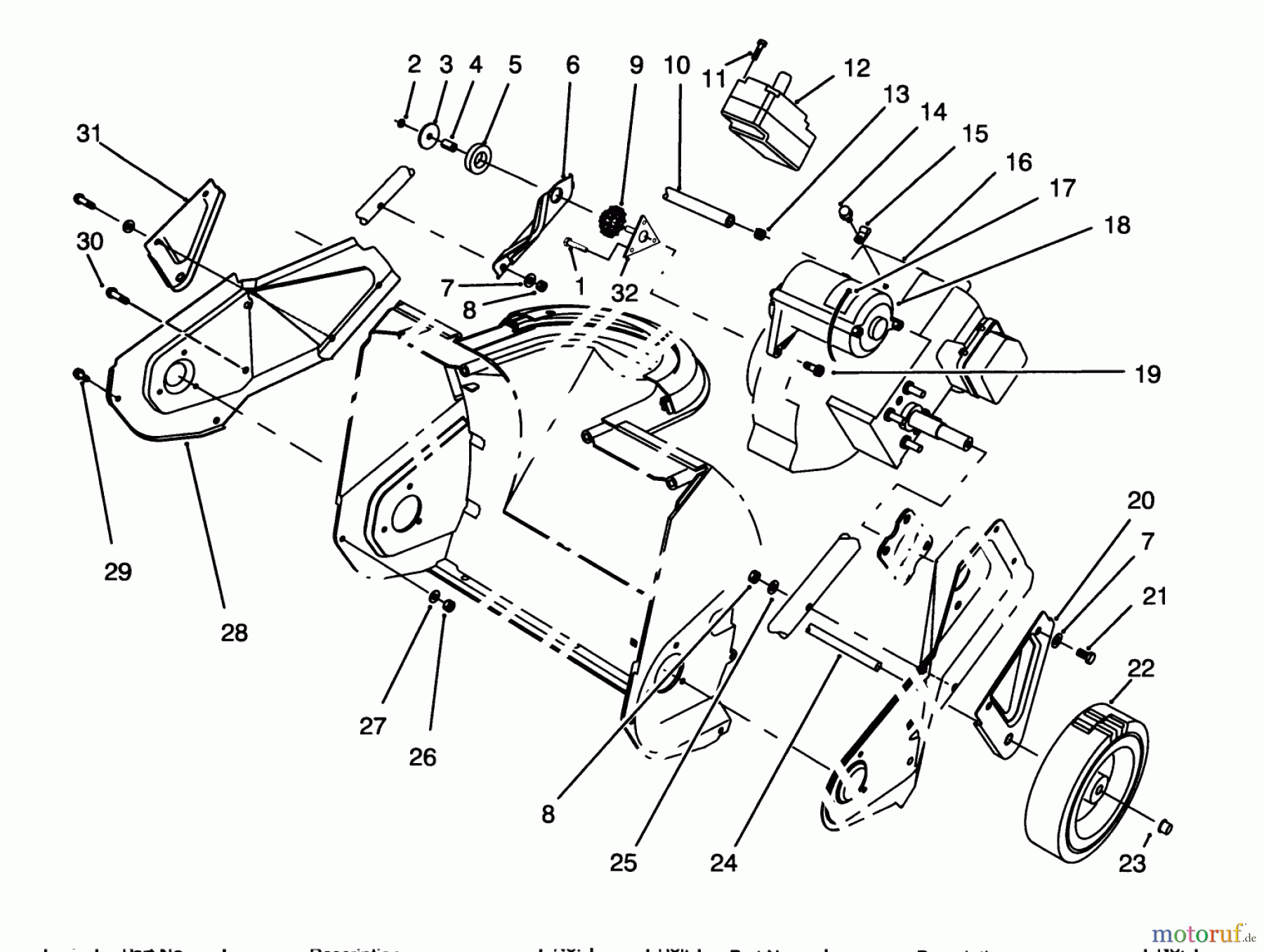 Toro Neu Snow Blowers/Snow Throwers Seite 1 38176 - Toro CCR Powerlite Snowthrower, 1994 (4900001-4999999) ENGINE & WHEEL ASSEMBLY