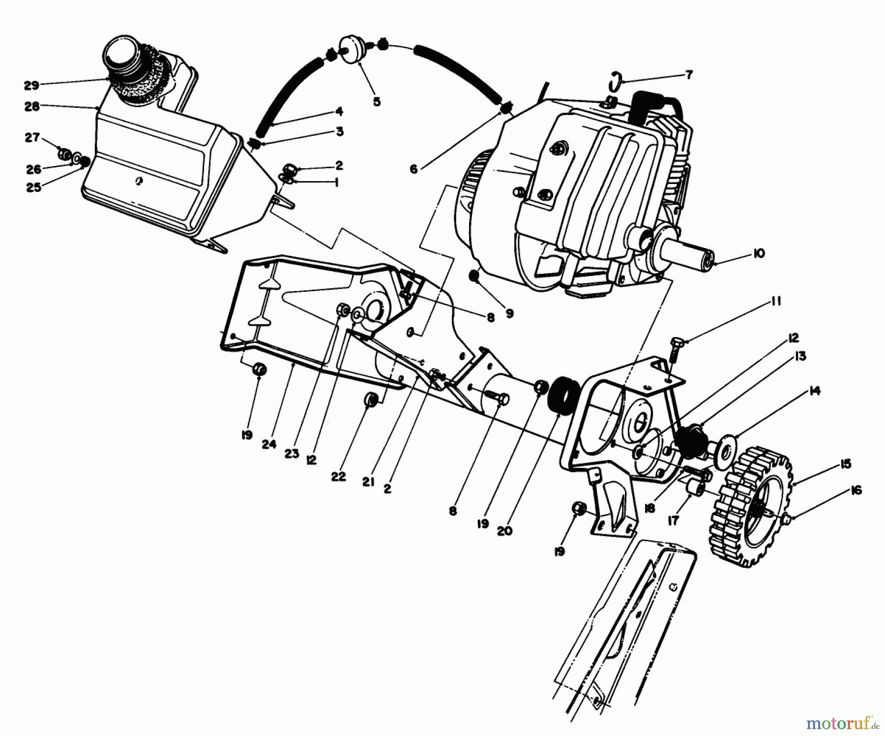 Toro Neu Snow Blowers/Snow Throwers Seite 1 38180 - Toro CCR 2000 Snowthrower, 1990 (0007974-0008194) ENGINE & MAIN FRAME ASSEMBLY