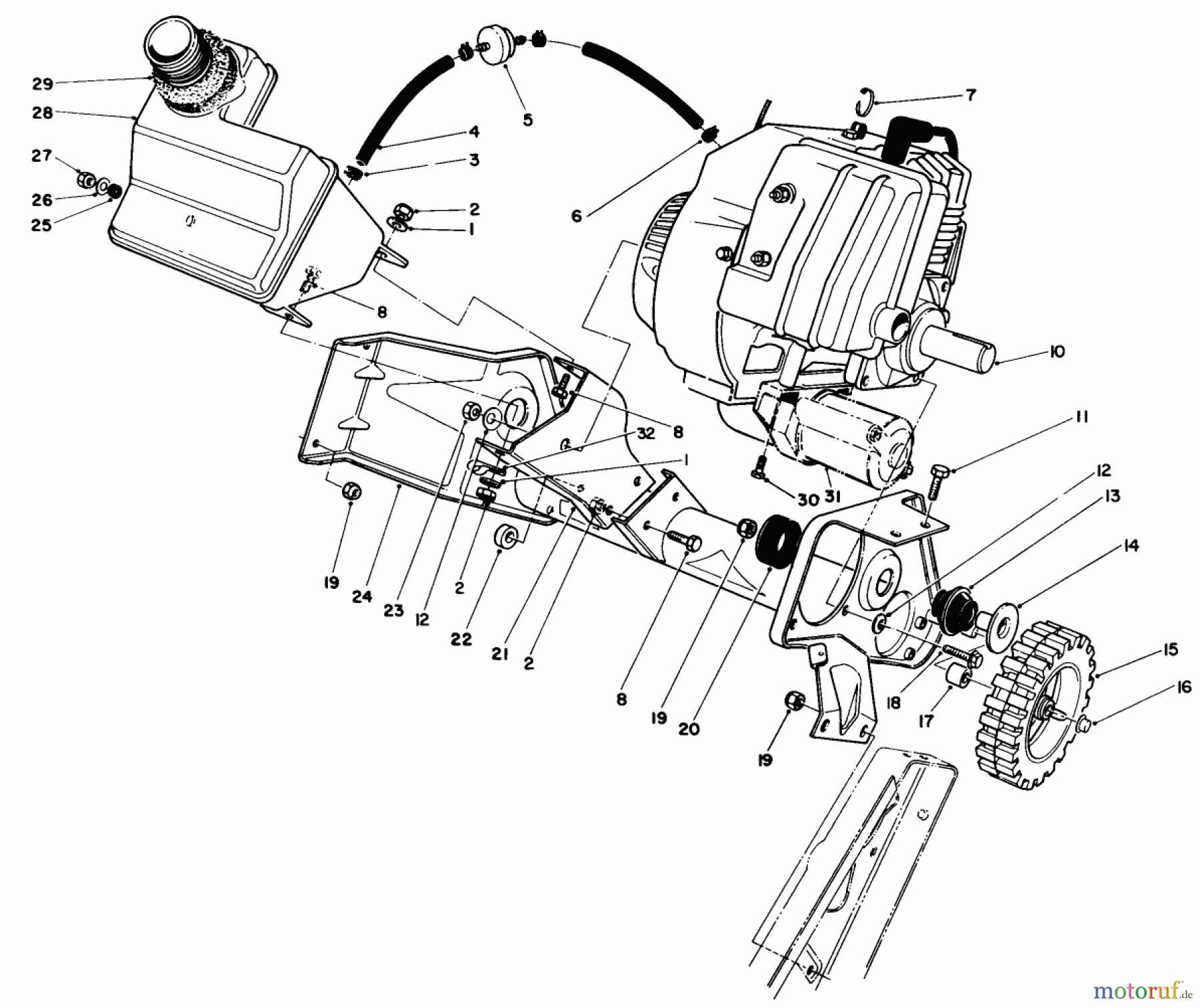 Toro Neu Snow Blowers/Snow Throwers Seite 1 38186 - Toro CCR 2000 Snowthrower, 1993 (3900001-3999999) ENGINE & MAIN FRAME ASSEMBLY