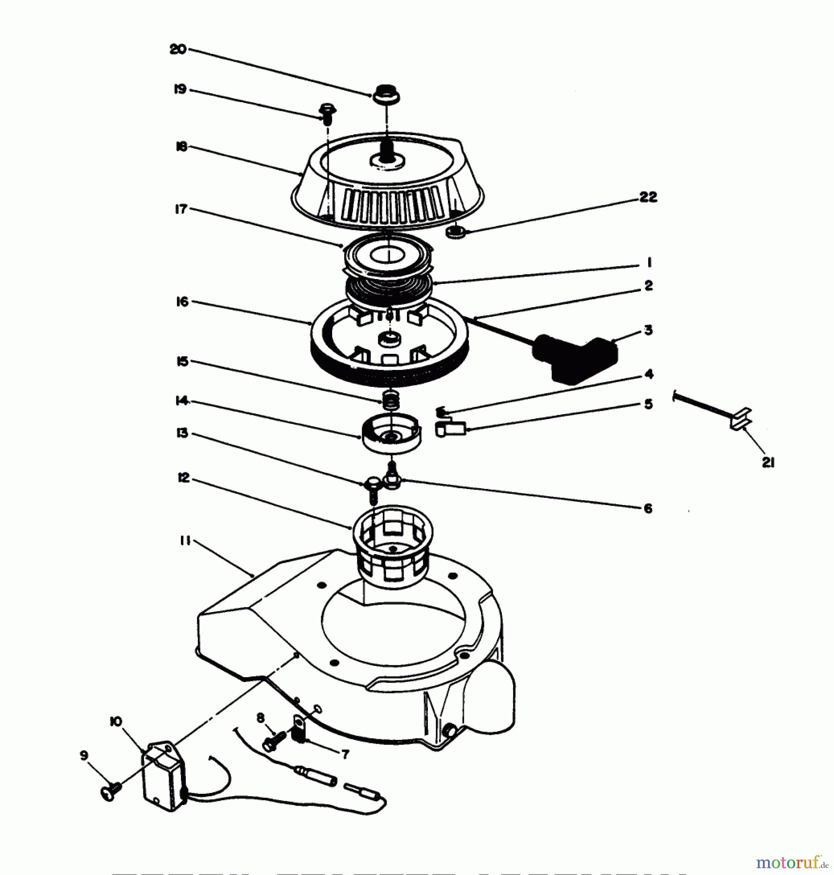 Toro Neu Snow Blowers/Snow Throwers Seite 1 38185 - Toro CCR 2000 Snowthrower, 1994 (4900001-4999999) RECOIL STARTER ASSEMBLY (ENGINE MODEL 47PP3-5)