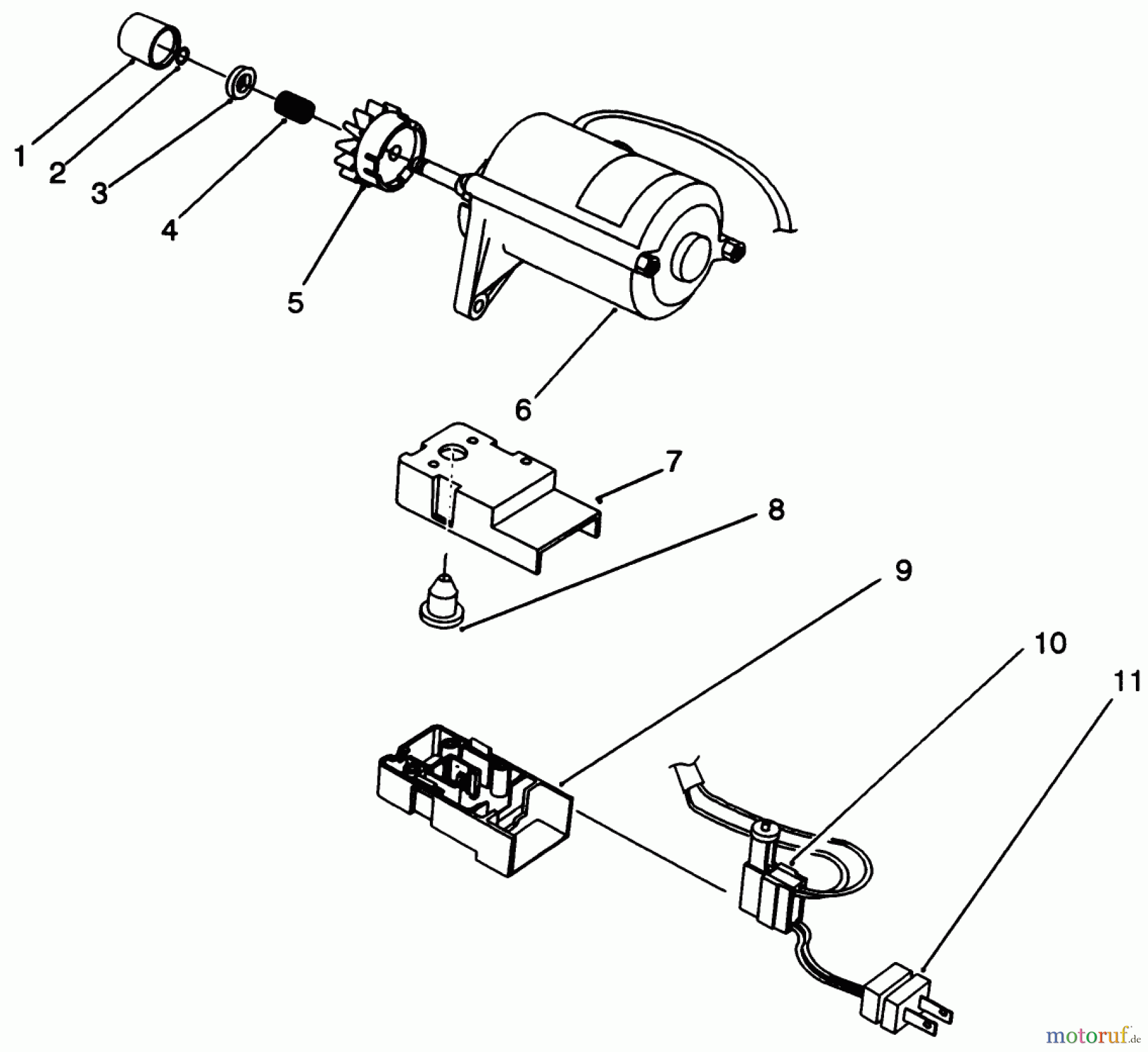 Toro Neu Snow Blowers/Snow Throwers Seite 1 38195 - Toro CCR 1000 Snowthrower, 1993 (39000001-39999999) STARTER MOTOR ASSEMBLY