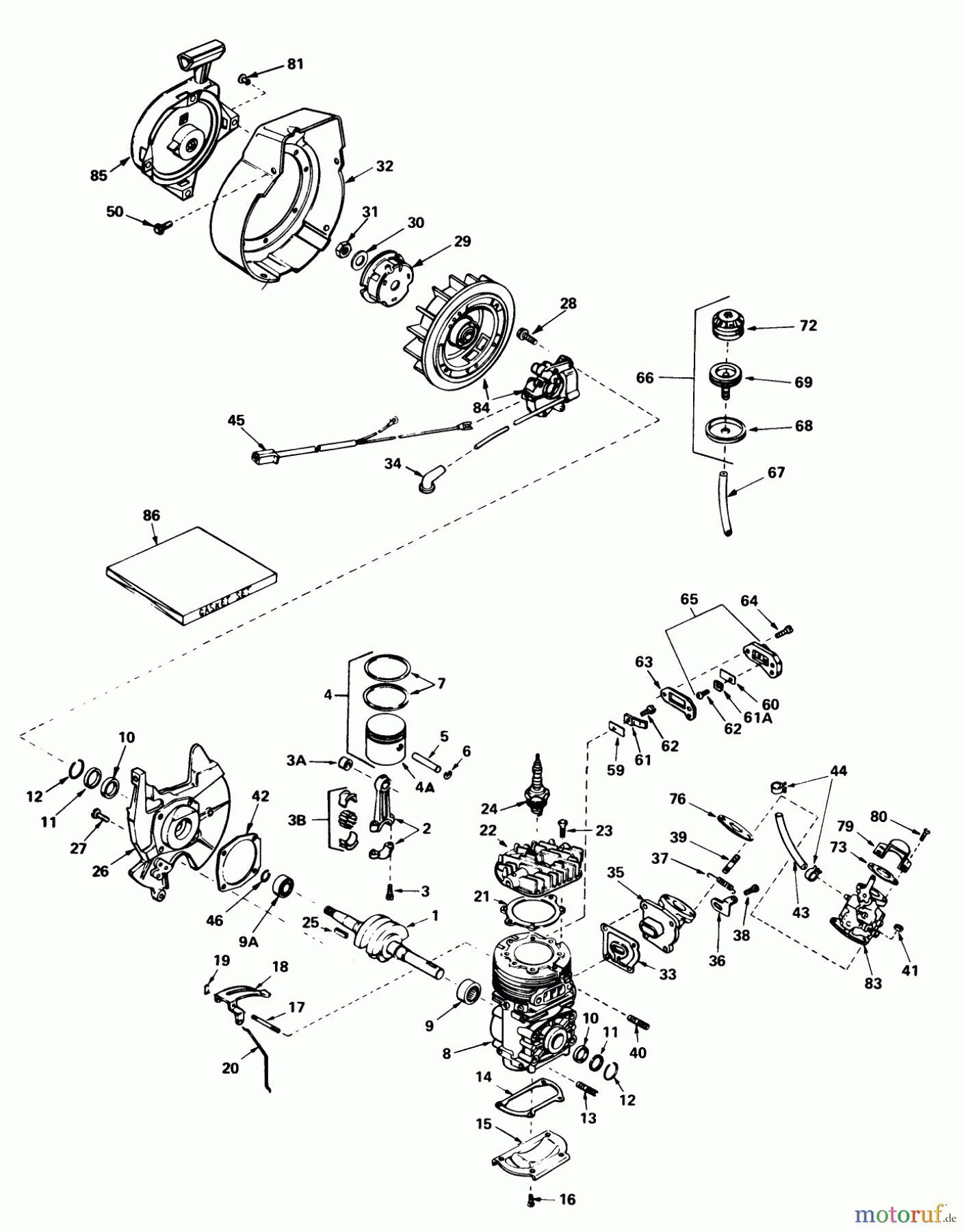 Toro Neu Snow Blowers/Snow Throwers Seite 1 38232 (S-200) - Toro S-200 Snowthrower, 1982 (2000001-2999999) ENGINE ASSEMBLY (ENGINE TECUMSEH MODEL NO. AH520 TYPE 1585B)