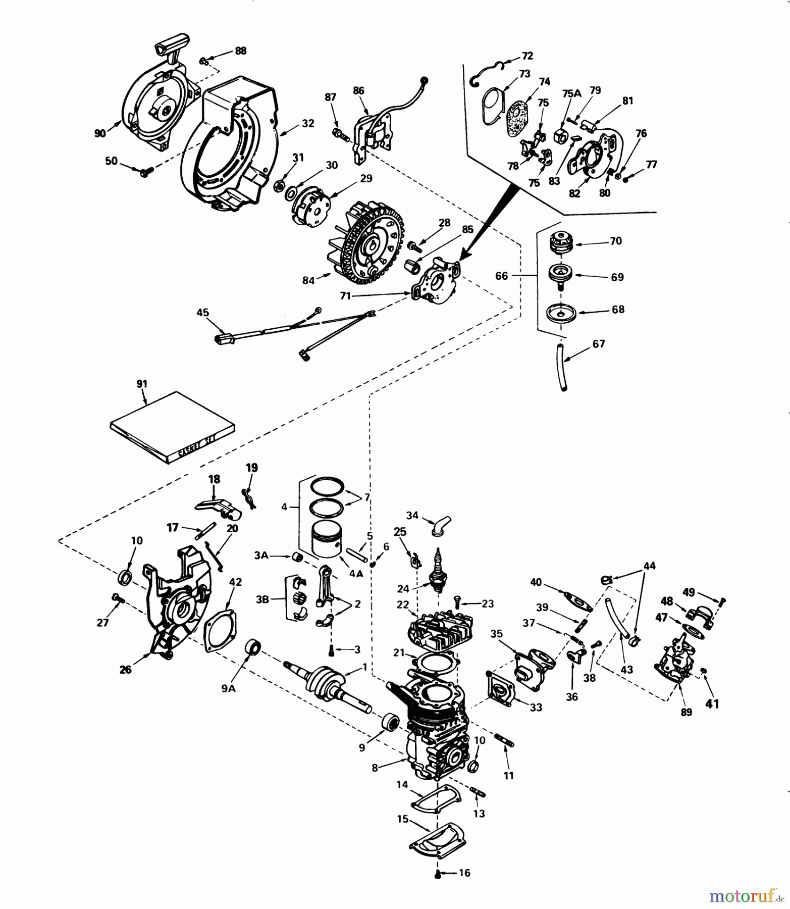 Toro Neu Snow Blowers/Snow Throwers Seite 1 38235 (S-200) - Toro S-200 Snowthrower, 1981 (1000001-1999999) ENGINE ASSEMBLY (ENGINE TECUMSEH MODEL NO. AH520 TYPE 1603A)
