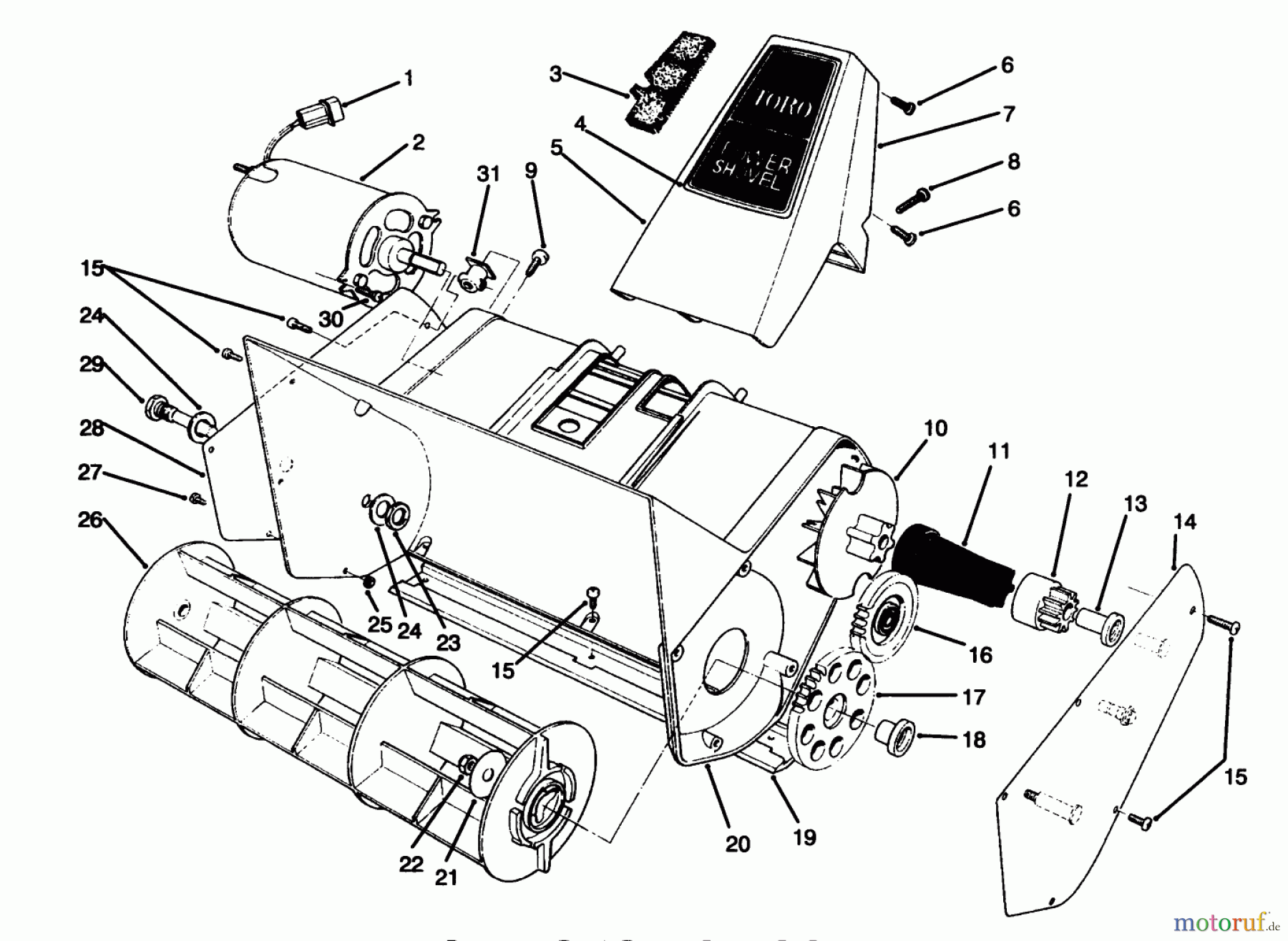 Toro Neu Snow Blowers/Snow Throwers Seite 1 38310 - Toro Power Shovel Snowthrower, 1996 (69000001-69999999) ROTOR HOUSING ASSEMBLY