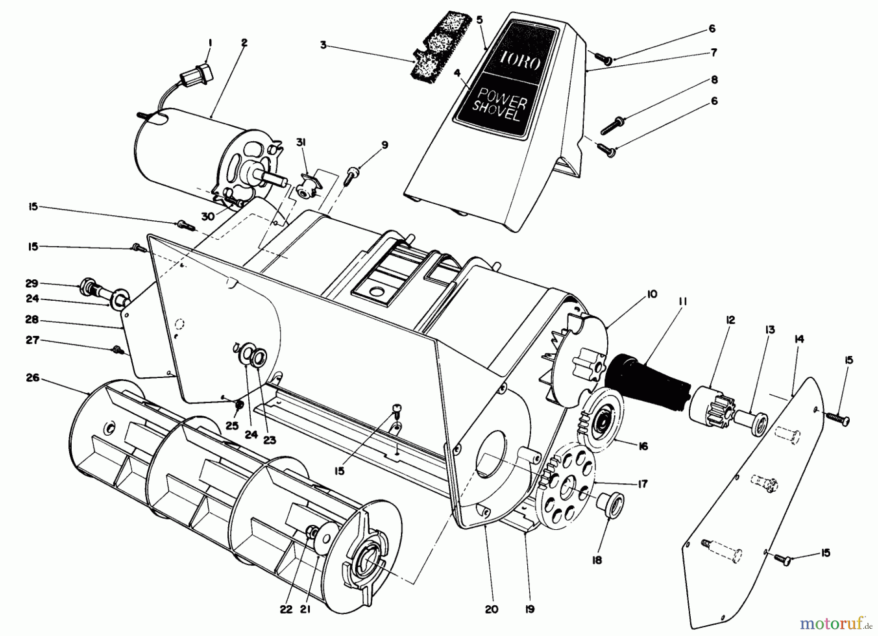  Toro Neu Snow Blowers/Snow Throwers Seite 1 38310 - Toro Power Shovel Snowthrower, 1991 (10000001-19999999) ROTOR HOUSING ASSEMBLY