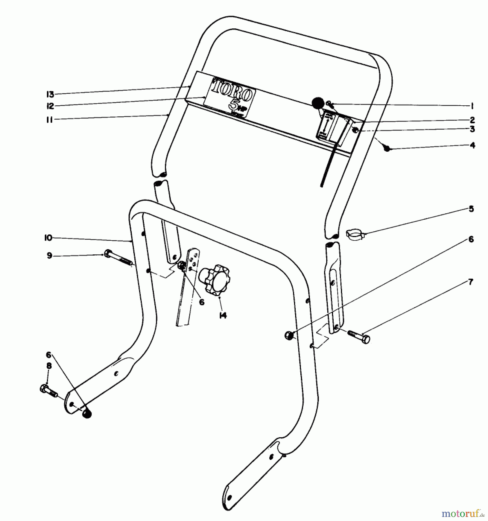  Toro Neu Blowers/Vacuums/Chippers/Shredders 62933 - Toro 5 hp Lawn Blower, 1977 (7000001-7999999) HANDLE ASSEMBLY