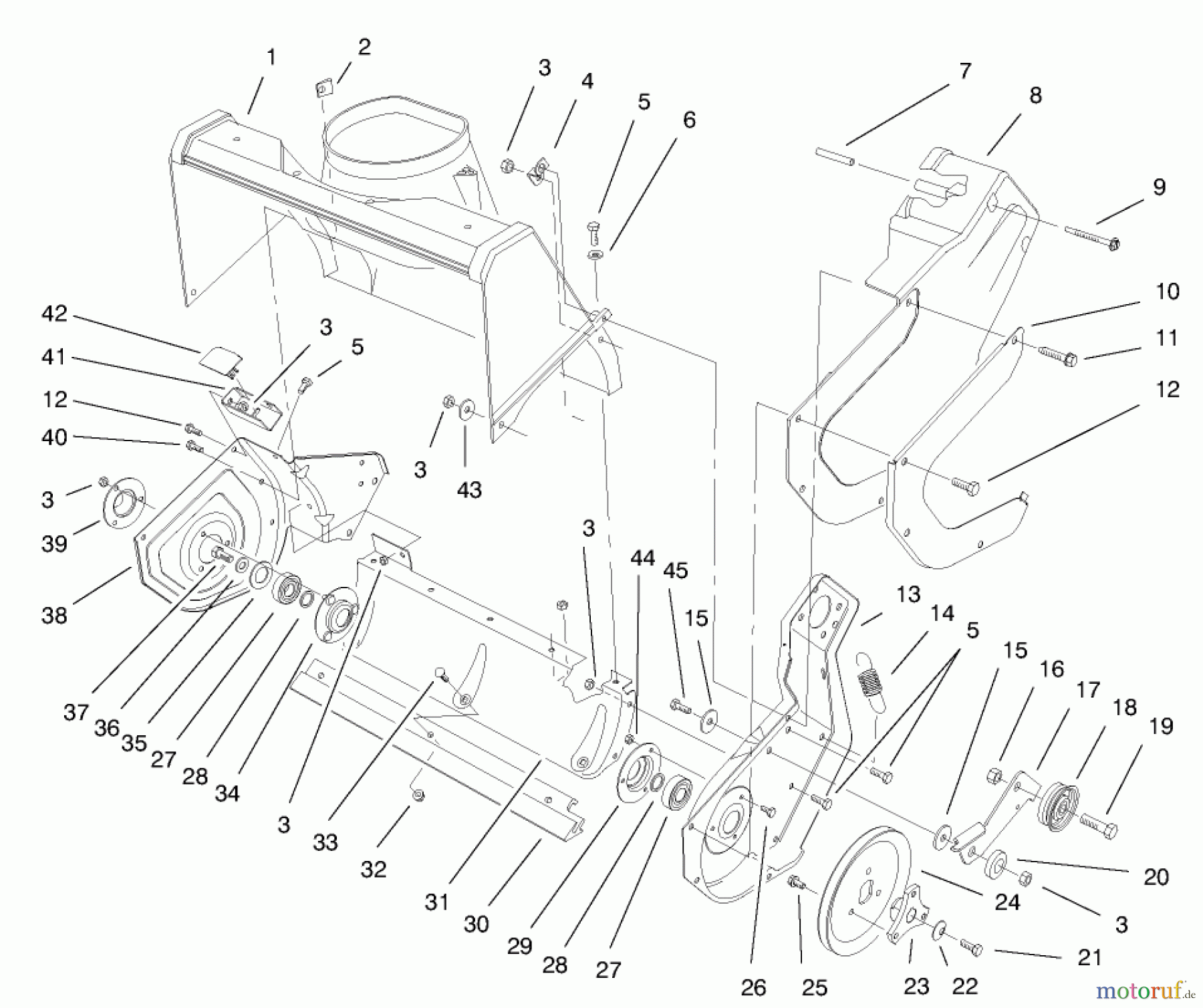 Toro Neu Snow Blowers/Snow Throwers Seite 1 38405 (1000) - Toro CCR 1000 Snowthrower, 2000 (200000001-200999999) HOUSING & SIDE PLATE ASSEMBLY