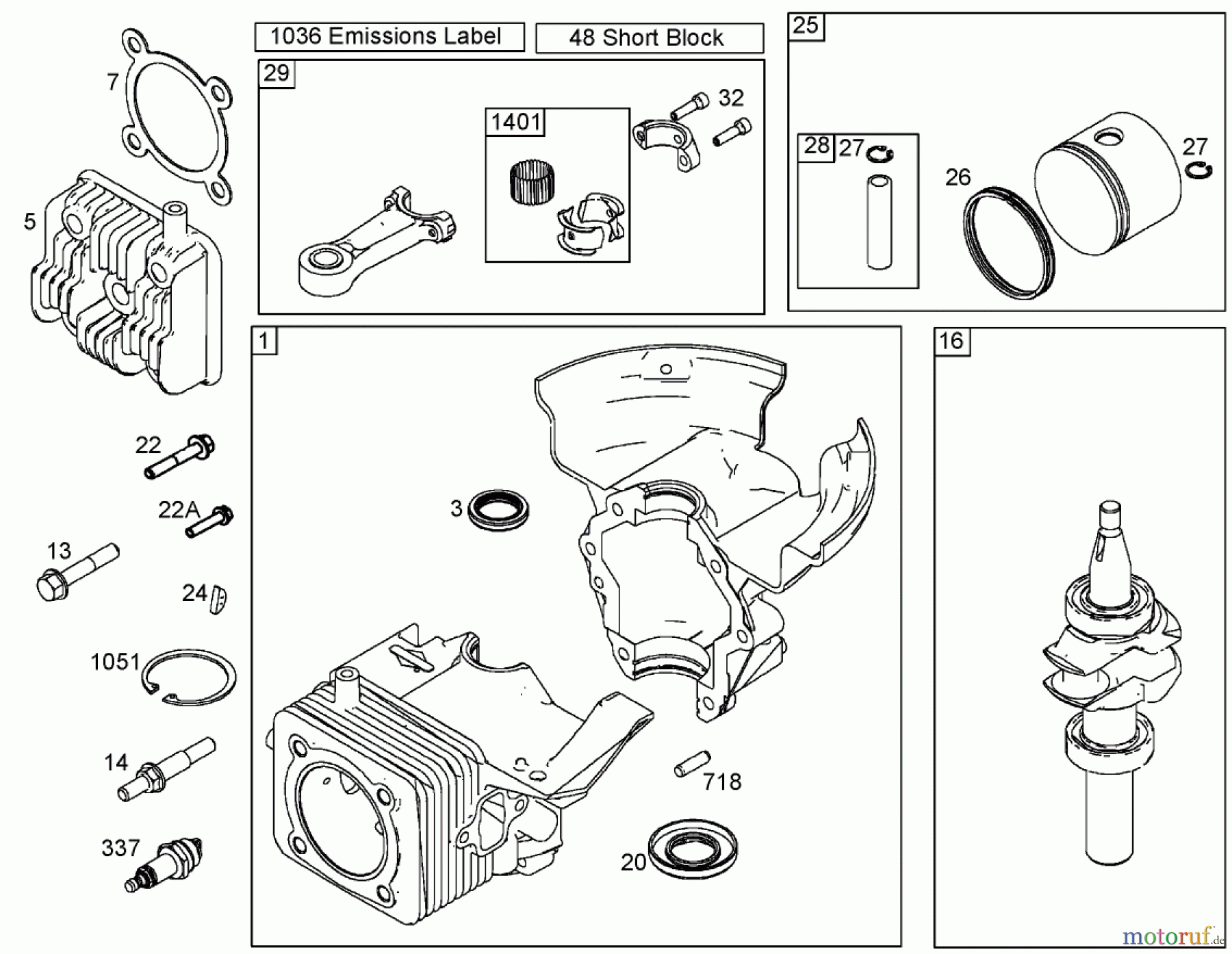  Toro Neu Snow Blowers/Snow Throwers Seite 1 38428 (2450) - Toro CCR 2450 Snowthrower, 2001 (210000001-210999999) CYLINDER, PISTON, AND CONNECTING ROD ASSEMBLIES BRIGGS AND STRATTON 084132-0120-E1