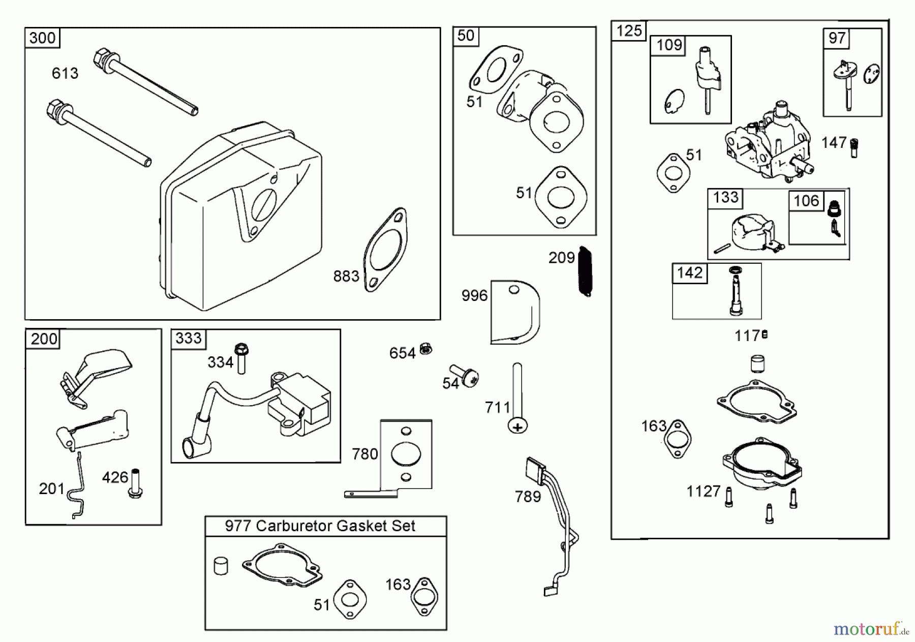Toro Neu Snow Blowers/Snow Throwers Seite 1 38422 (2500) - Toro CCR 2500 Snowthrower, 1998 (8900001-8999999) MUFFLER, CARBURETOR, AND INTAKE MANIFOLD ASSEMBLIES BRIGGS AND STRATTON 084232-0121-E1