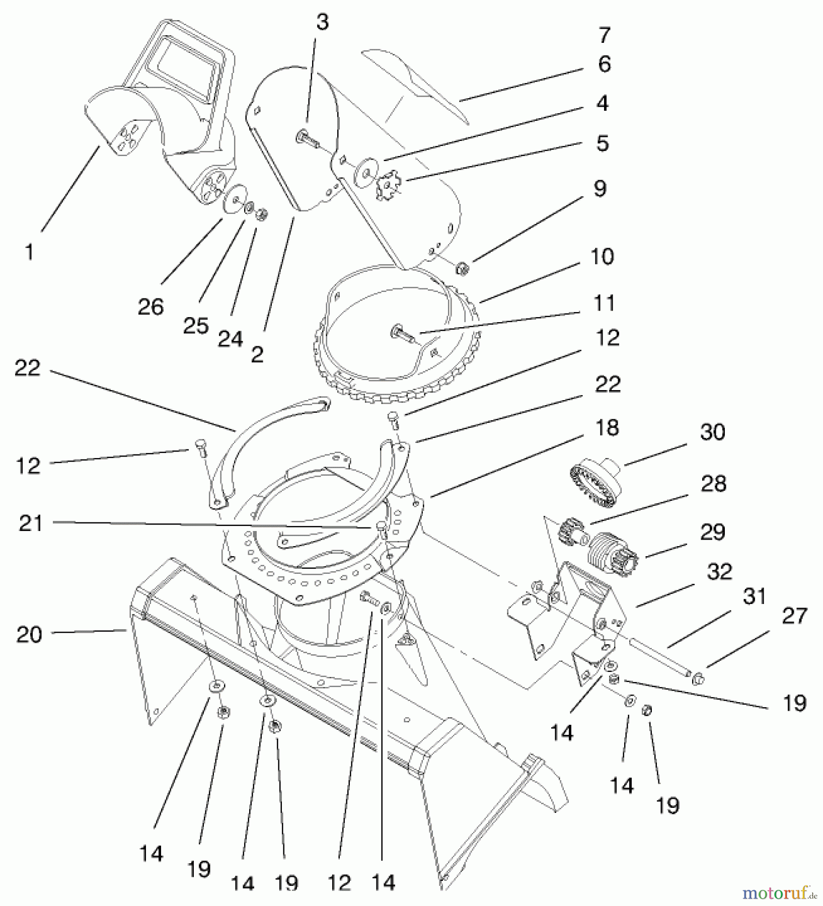 Toro Neu Snow Blowers/Snow Throwers Seite 1 38431 (3000) - Toro CCR 3000 Snowthrower, 1998 (8900001-8999999) DISCHARGE CHUTE & DEFLECTOR ASSEMBLY