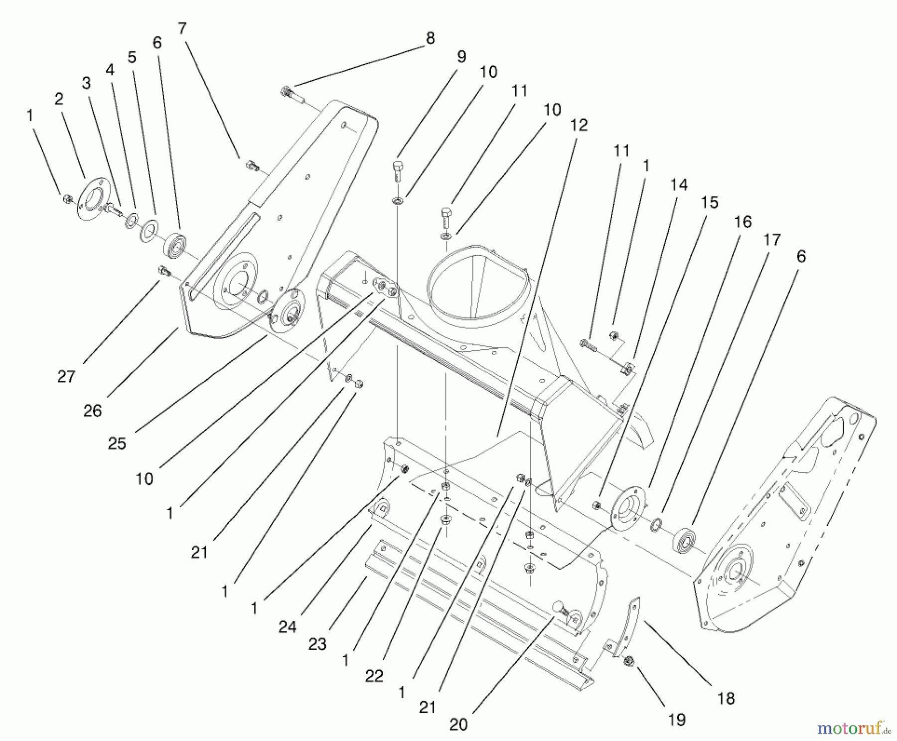 Toro Neu Snow Blowers/Snow Throwers Seite 1 38441 (3650) - Toro CCR 3650 Snowthrower, 2001 (210000001-210999999) HOUSING AND SIDE PLATE ASSEMBLY