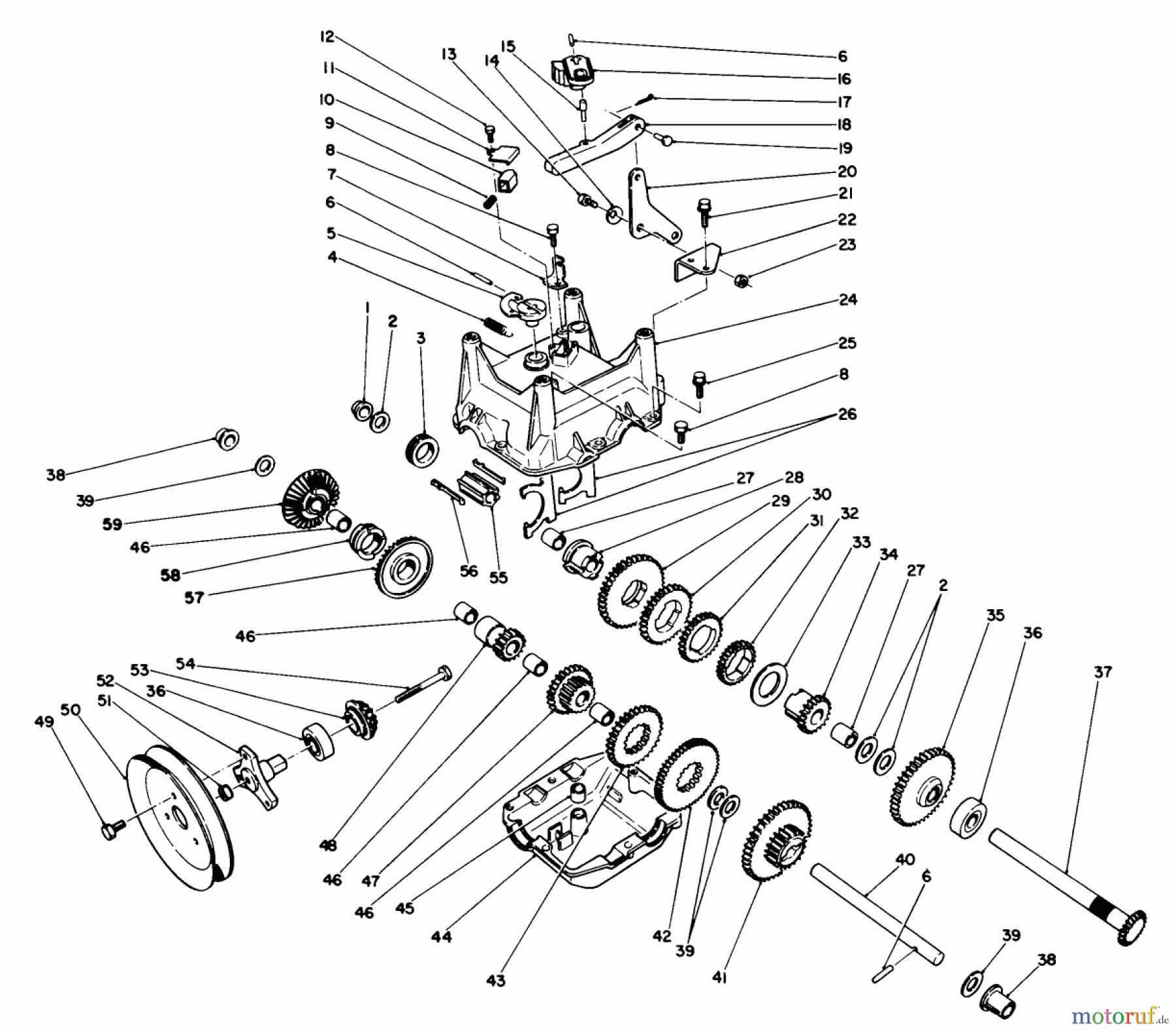 Toro Neu Snow Blowers/Snow Throwers Seite 1 38513 (624) - Toro 624 Power Shift Snowthrower, 1989 (9000001-9999999) TRANSMISSION ASSEMBLY NO. 66-8030