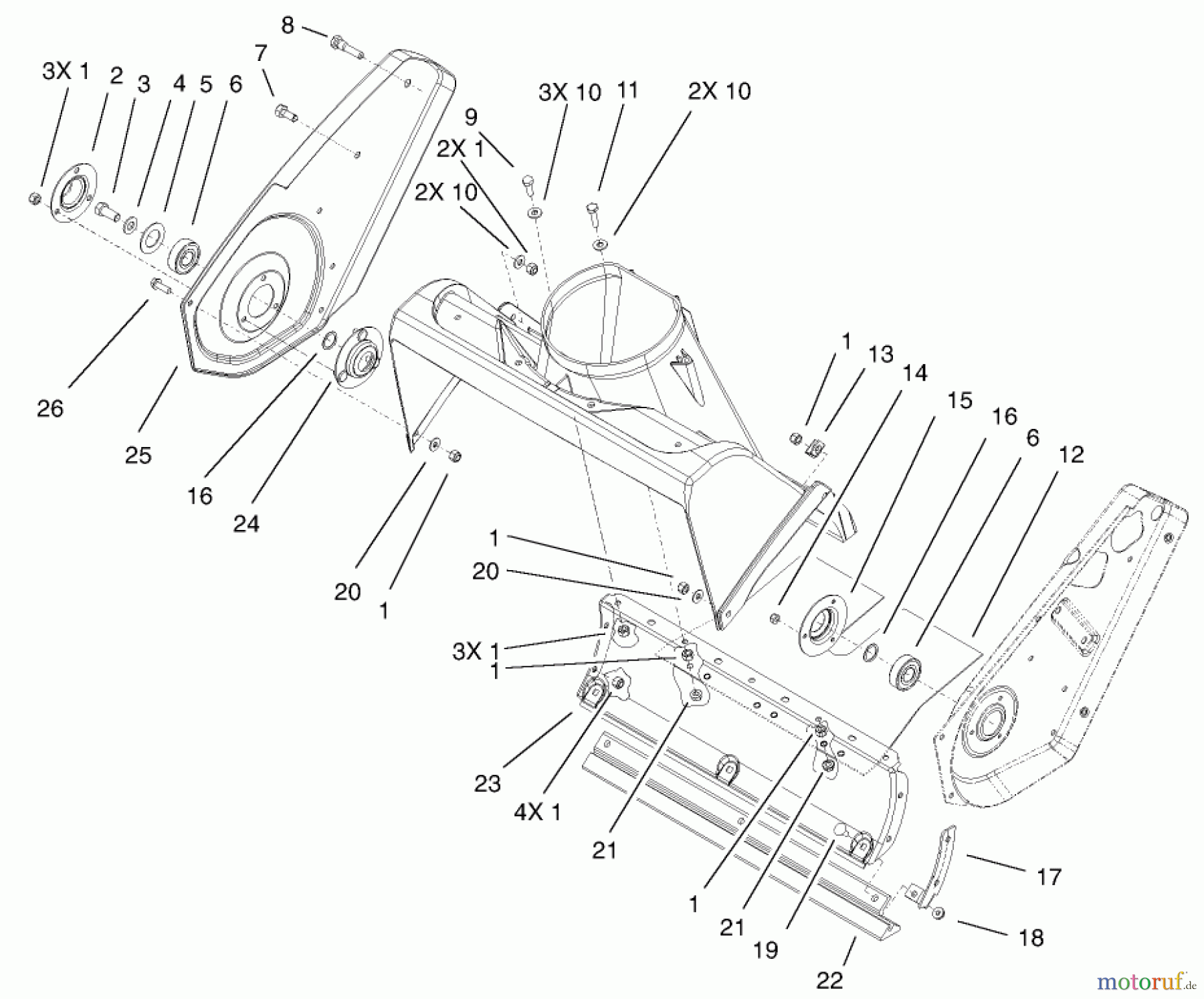 Toro Neu Snow Blowers/Snow Throwers Seite 1 38515 (2450) - Toro CCR 2450 GTS Snowthrower, 2003 (230000001-230999999) HOUSING AND SIDE PLATE ASSEMBLY