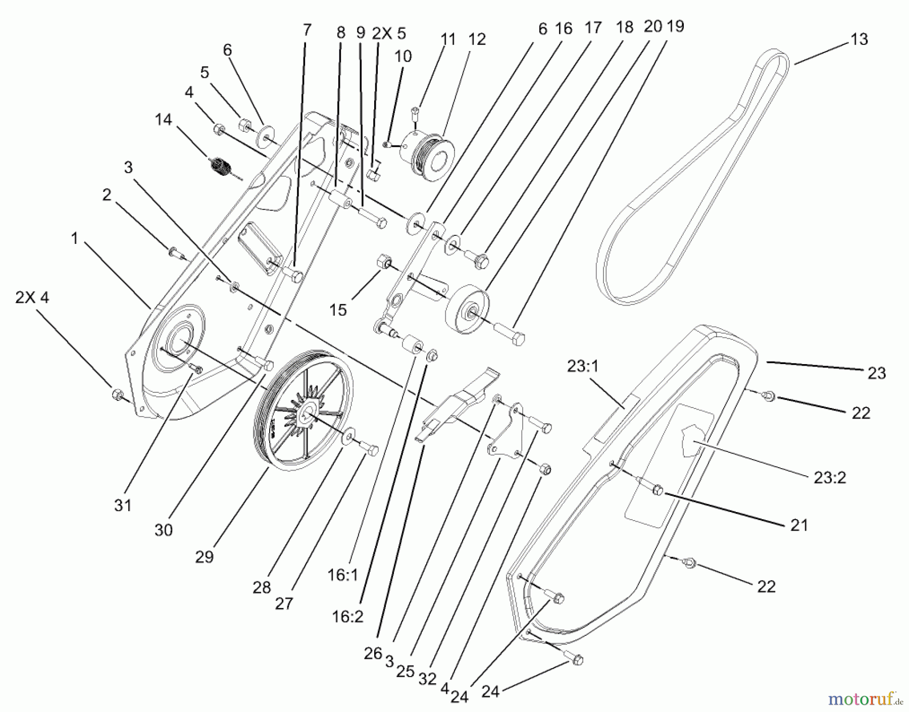 Toro Neu Snow Blowers/Snow Throwers Seite 1 38515 (2450) - Toro CCR 2450 GTS Snowthrower, 2004 (240000001-240999999) IMPELLER DRIVE ASSEMBLY