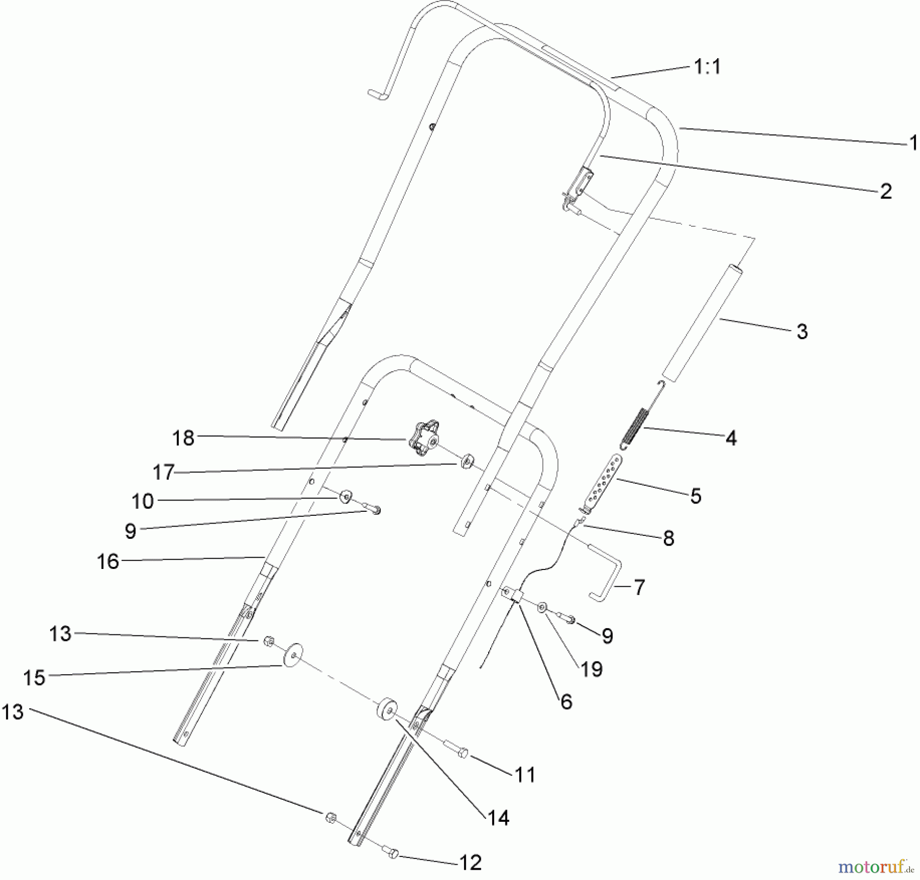 Toro Neu Snow Blowers/Snow Throwers Seite 1 38515 (2450) - Toro CCR 2450 GTS Snowthrower, 2005 (250000001-250999999) HANDLE ASSEMBLY