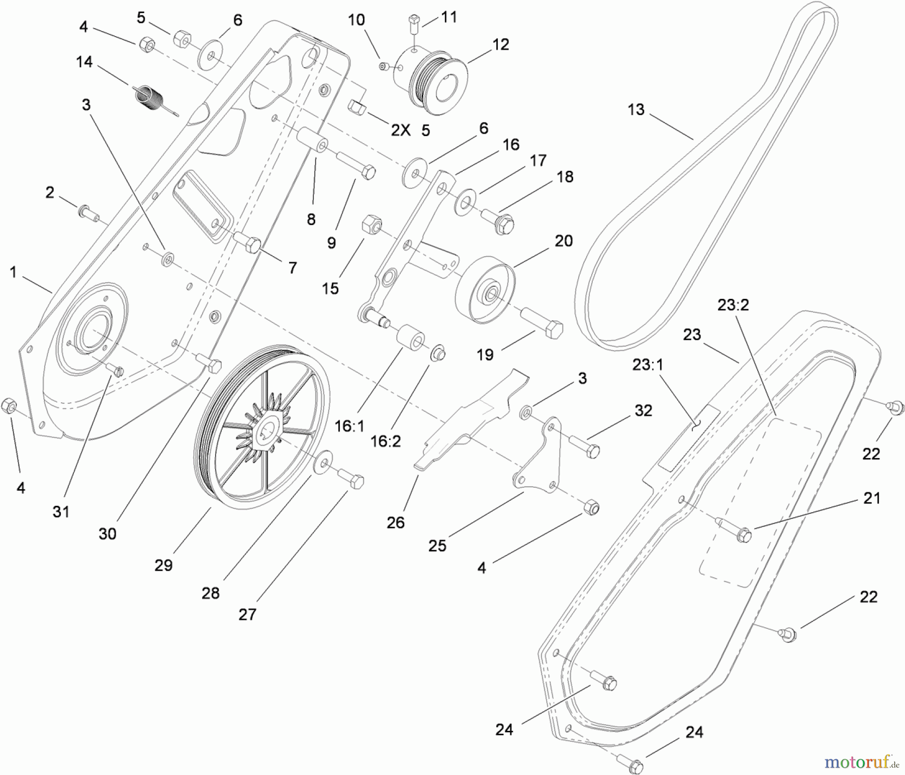  Toro Neu Snow Blowers/Snow Throwers Seite 1 38515 (2450) - Toro CCR 2450 GTS Snowthrower, 2010 (310000001-310006876) IMPELLER DRIVE ASSEMBLY