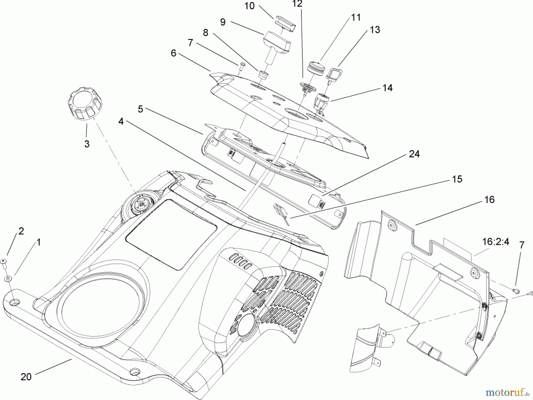 Toro Neu Snow Blowers/Snow Throwers Seite 1 38516 (2450) - Toro CCR 2450 GTS Snowthrower, 2005 (250000001-250999999) UPPER SHROUD AND CONTROL PANEL ASSEMBLY