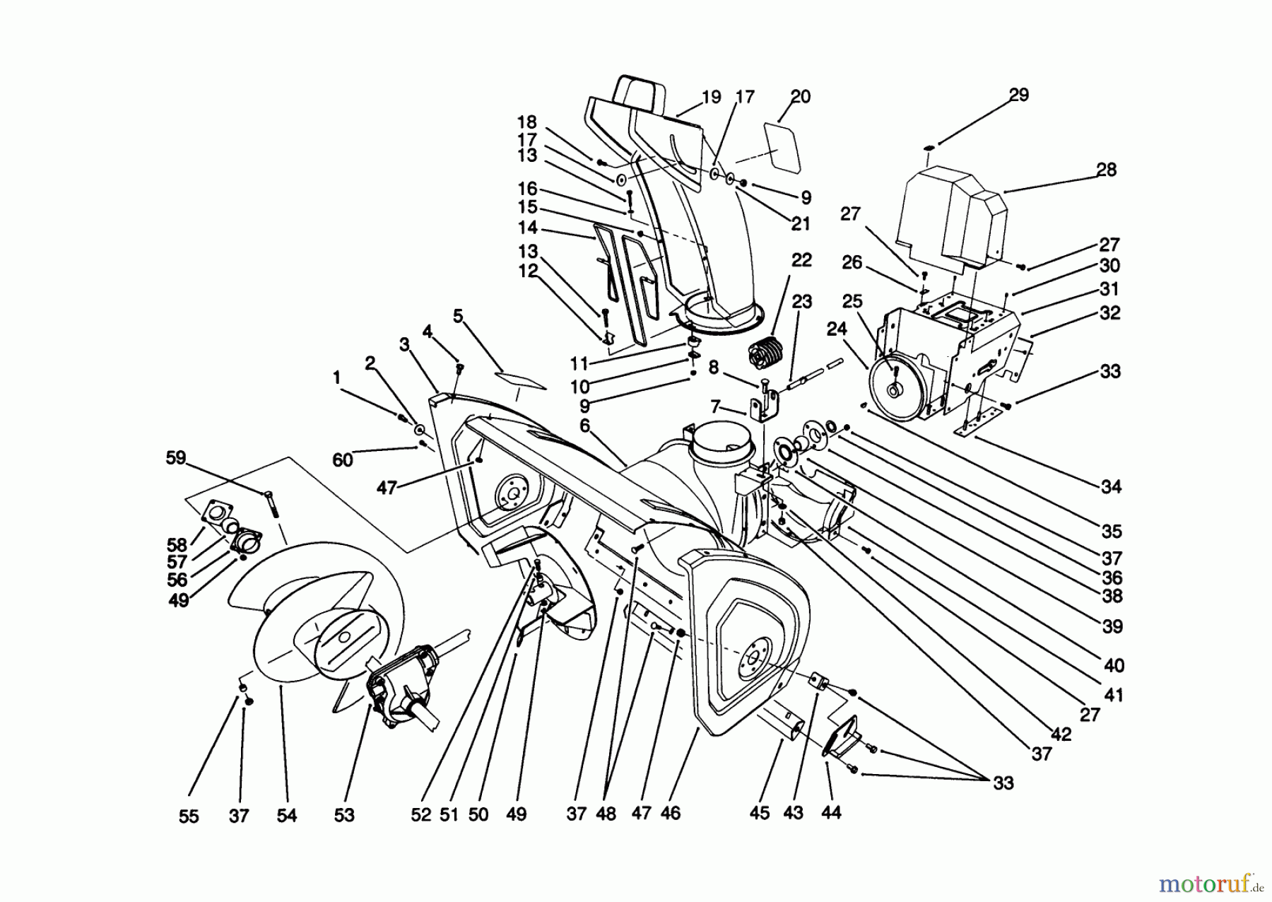 Toro Neu Snow Blowers/Snow Throwers Seite 1 38540 (824) - Toro 824 Power Shift Snowthrower, 1990 (0000001-0999999) HOUSING & CHUTE ASSEMBLY
