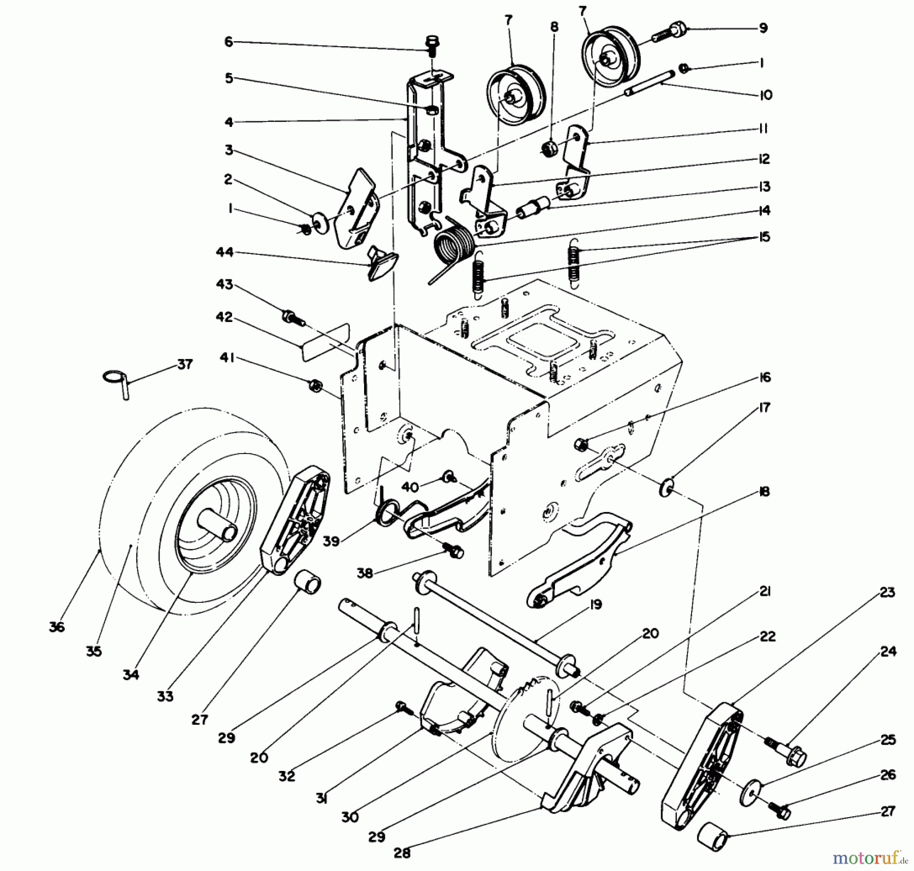  Toro Neu Snow Blowers/Snow Throwers Seite 1 38565 (1132) - Toro 1132 Power Shift Snowthrower, 1988 (8000001-8999999) TRACTION DRIVE ASSEMBLY