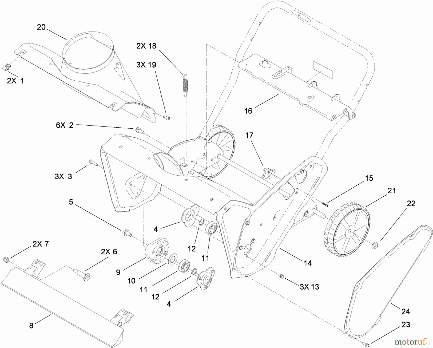  Toro Neu Snow Blowers/Snow Throwers Seite 1 38569 (6053 ES) - Toro CCR 6053 ES Quick Clear Snowthrower, 2012 (312000001-312999999) MAIN FRAME ASSEMBLY