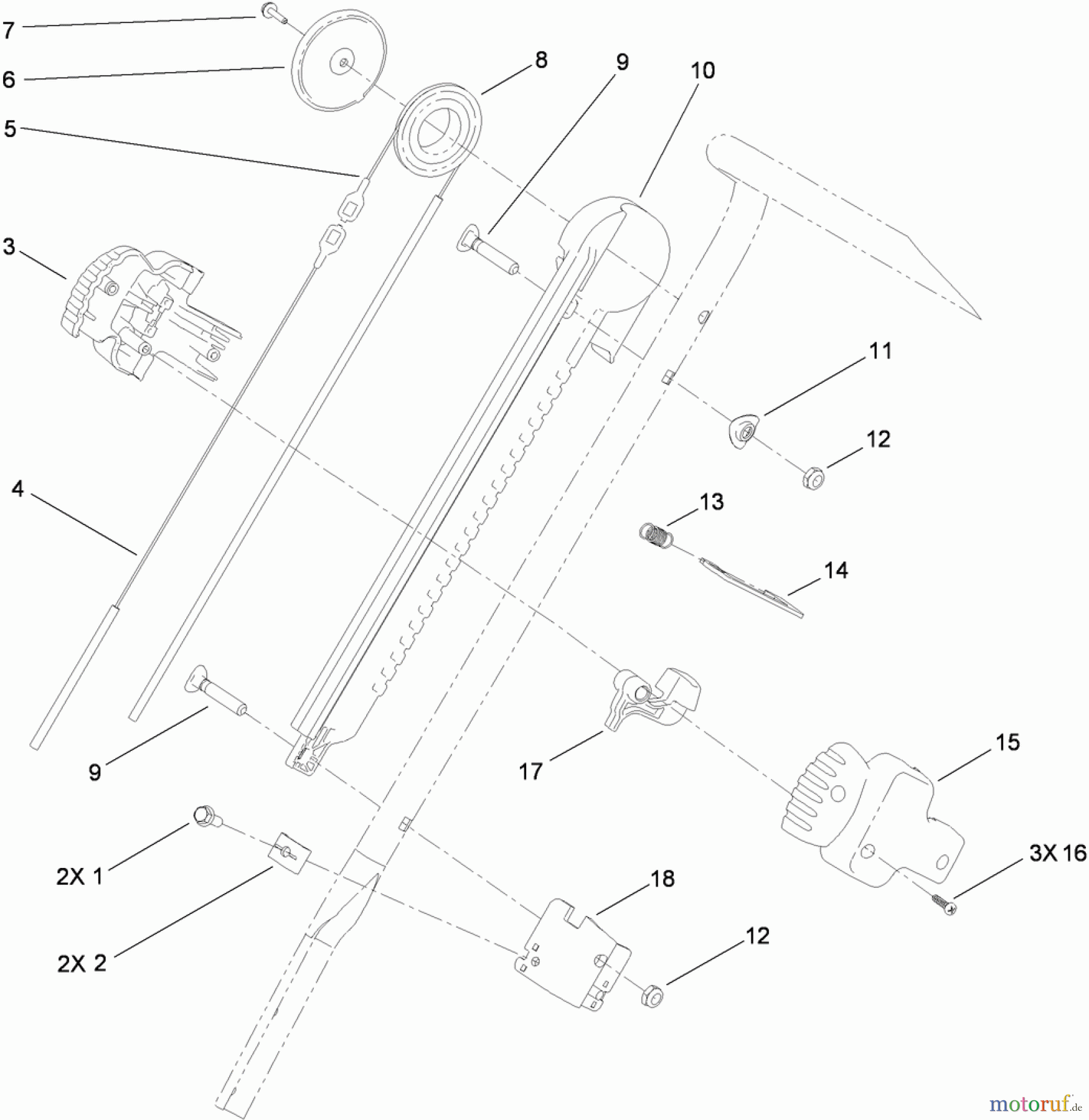  Toro Neu Snow Blowers/Snow Throwers Seite 1 38569 (6053 ES) - Toro CCR 6053 ES Quick Clear Snowthrower, 2013 (SN 313002000-313999999) HANDLE CHUTE CONTROL ASSEMBLY