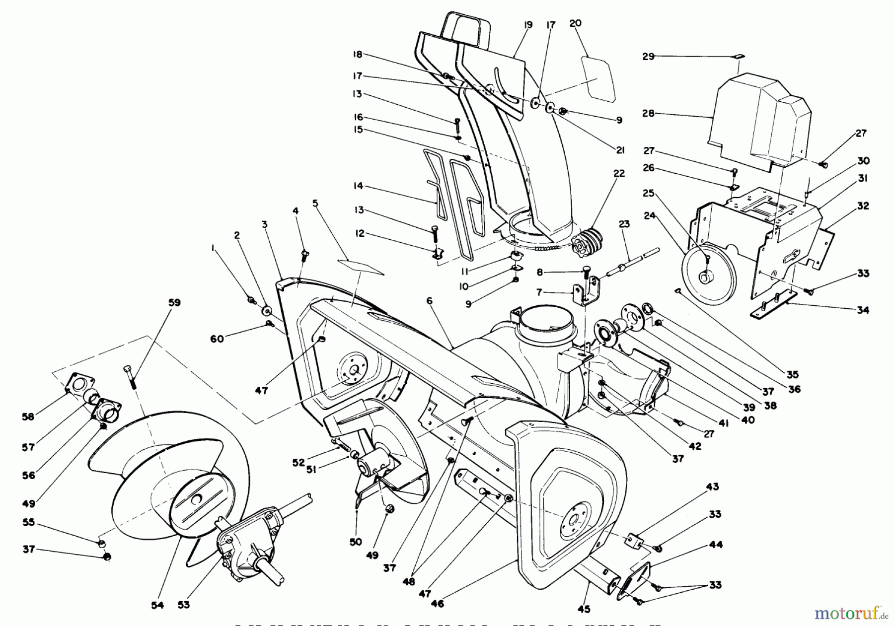 Toro Neu Snow Blowers/Snow Throwers Seite 1 38570 (828) - Toro 828 Power Shift Snowthrower, 1990 (0000001-0999999) HOUSING & CHUTE ASSEMBLY