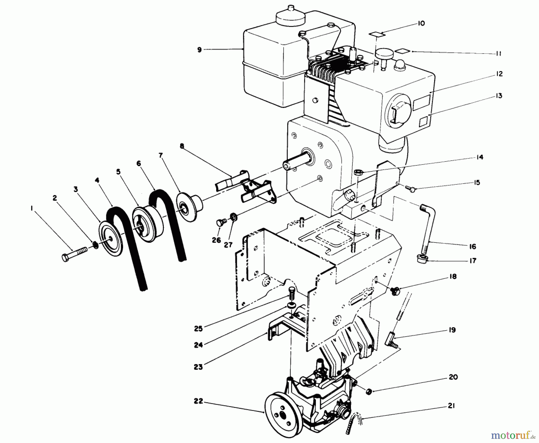 Toro Neu Snow Blowers/Snow Throwers Seite 1 38570 (828) - Toro 828 Power Shift Snowthrower, 1993 (3900001-3999999) ENGINE ASSEMBLY