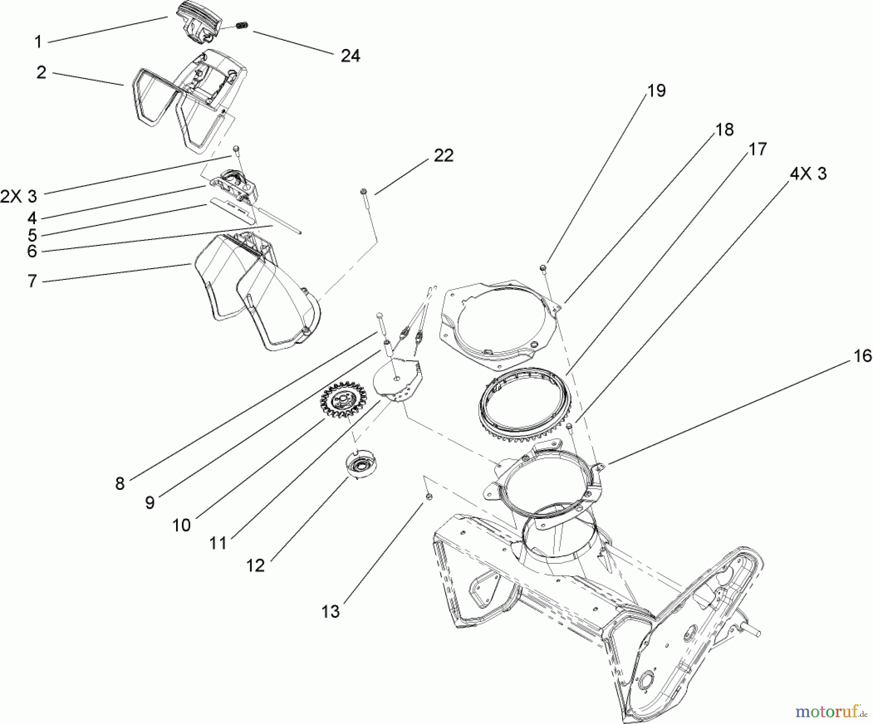  Toro Neu Snow Blowers/Snow Throwers Seite 1 38577 (6053) - Toro CCR 6053 Quick Clear Snowthrower, 2008 (280000001-280999999) CHUTE ASSEMBLY