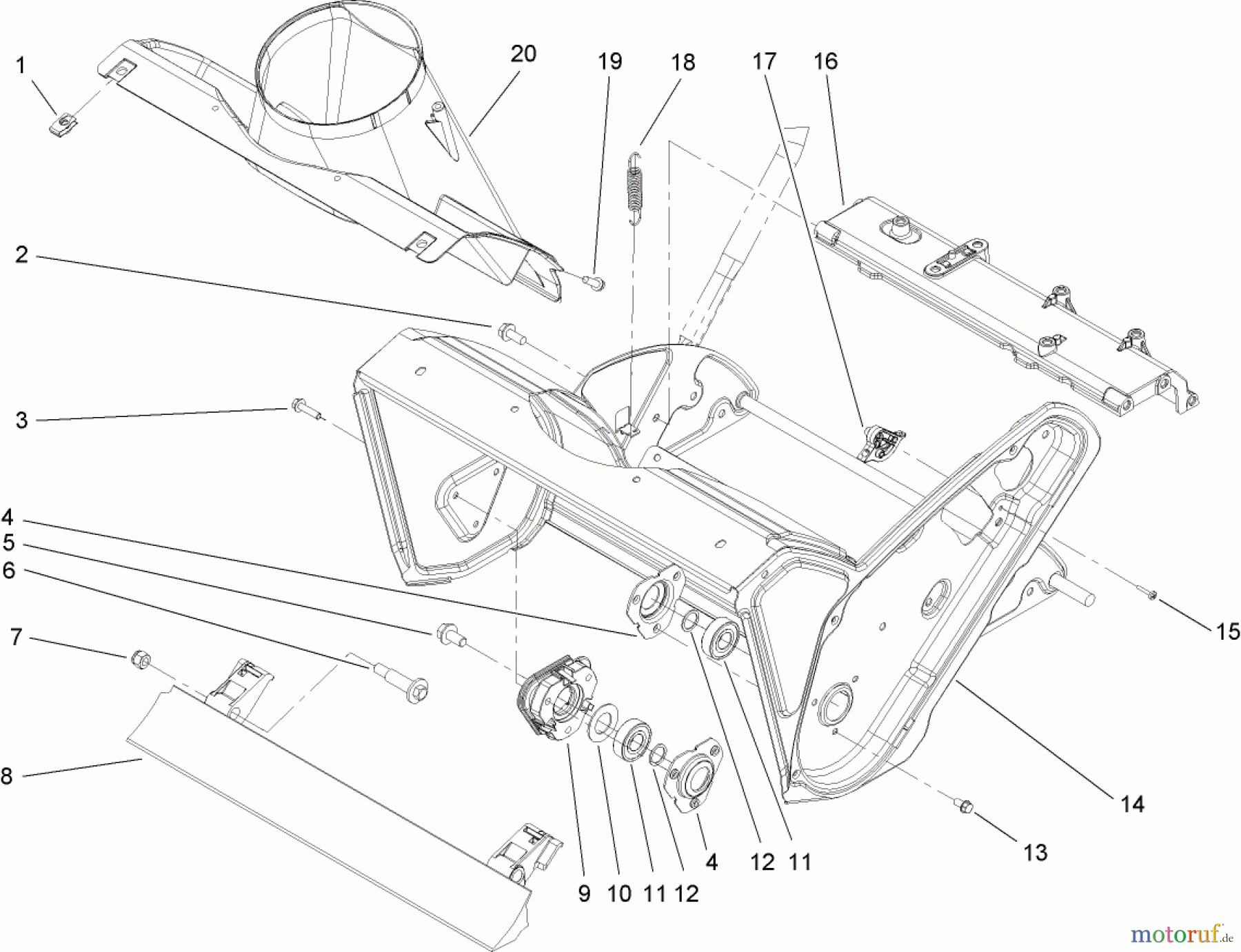 Toro Neu Snow Blowers/Snow Throwers Seite 1 38584 - Toro Power Clear Snowthrower, 2008 (280000001-280999999) ROTOR HOUSING AND SCRAPER ASSEMBLY