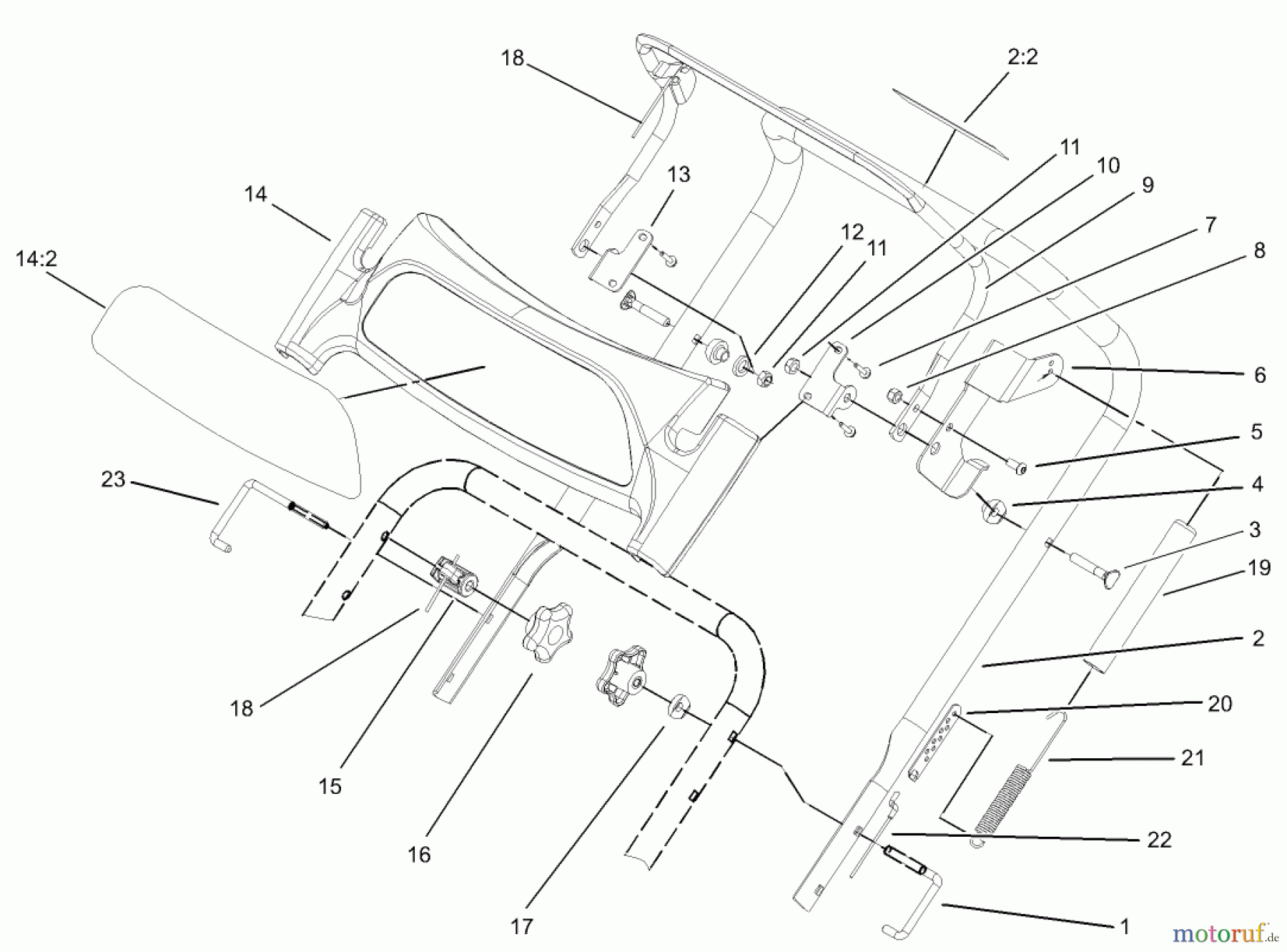 Toro Neu Snow Blowers/Snow Throwers Seite 1 38600 - Toro Snow Commander Snowthrower, 2004 (240000001-240999999) UPPER HANDLE ASSEMBLY
