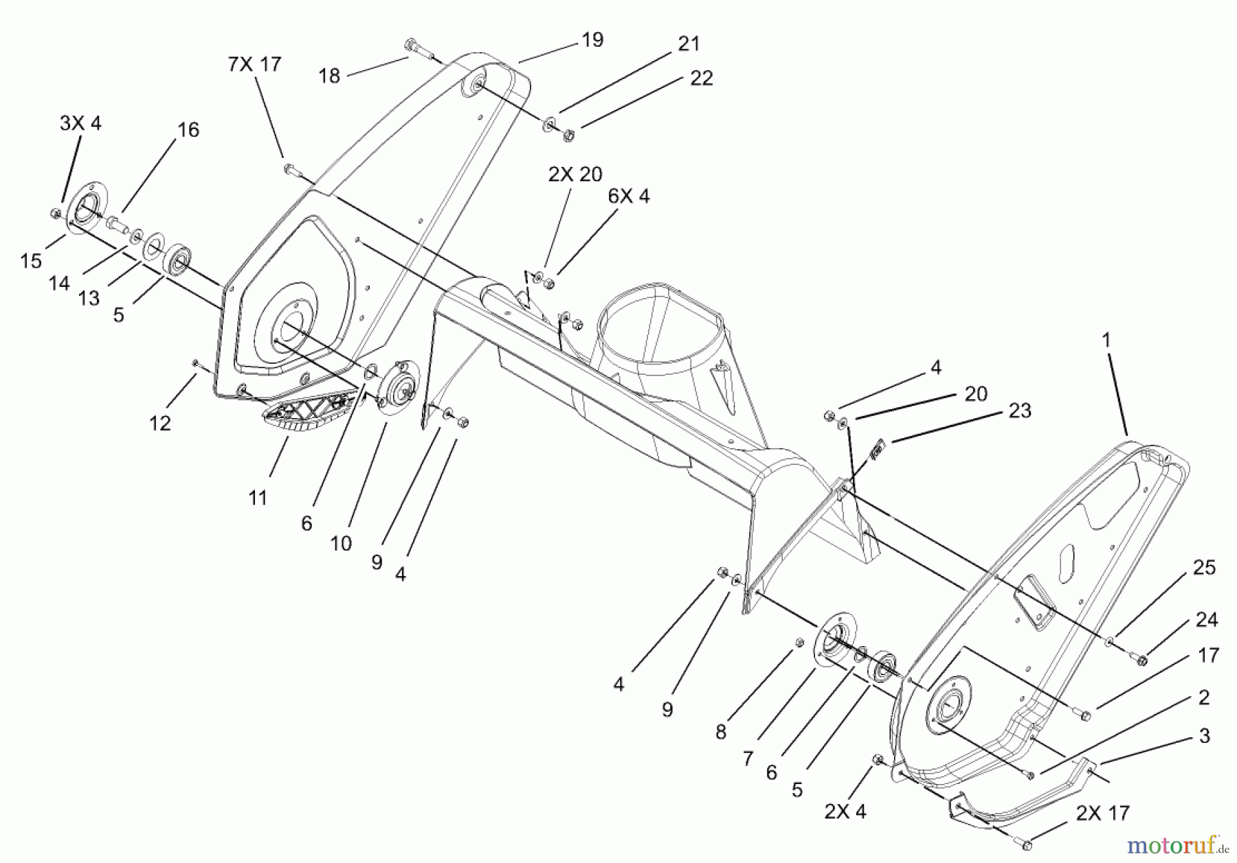 Toro Neu Snow Blowers/Snow Throwers Seite 1 38600 - Toro Snow Commander Snowthrower, 2004 (240000001-240999999) UPPER HOUSING AND SIDE PLATE ASSEMBLY