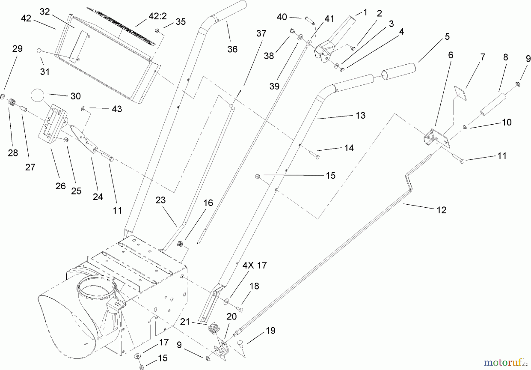  Toro Neu Snow Blowers/Snow Throwers Seite 2 38605 (522) - Toro 522 Power Throw Snowthrower, 2007 (270000001-270004504) HANDLE AND CONTROL ASSEMBLY