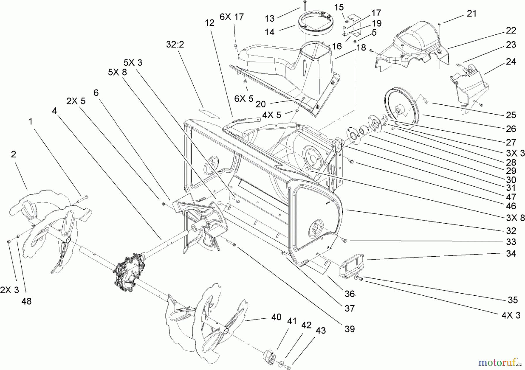  Toro Neu Snow Blowers/Snow Throwers Seite 2 38610 (6000) - Toro Power Max 6000 Snowthrower, 2007 (270000001-270999999) AUGER AND HOUSING ASSEMBLY