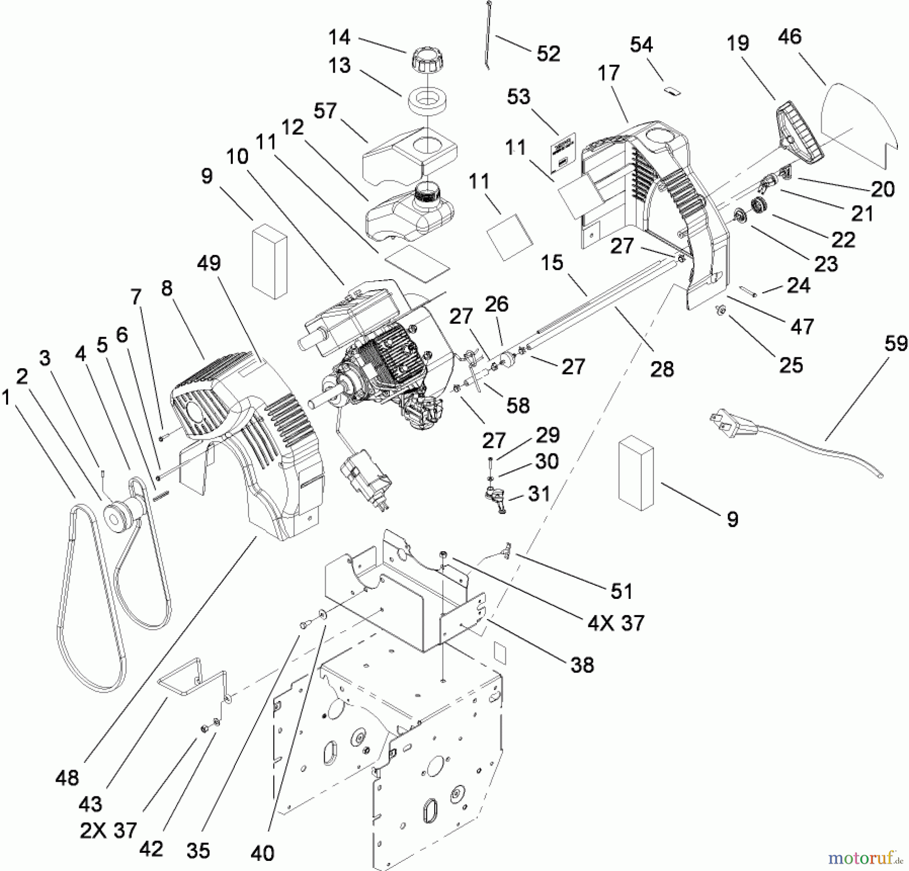  Toro Neu Snow Blowers/Snow Throwers Seite 2 38610 (6000) - Toro Power Max 6000 Snowthrower, 2007 (270000001-270999999) ENGINE AND FRAME ASSEMBLY