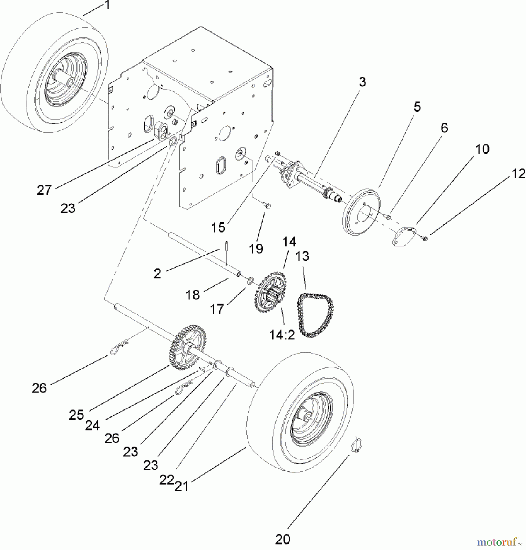Toro Neu Snow Blowers/Snow Throwers Seite 2 38610 (726 TE) - Toro Power Max 726 TE Snowthrower, 2005 (250000001-250010000) CHAIN DRIVE ASSEMBLY