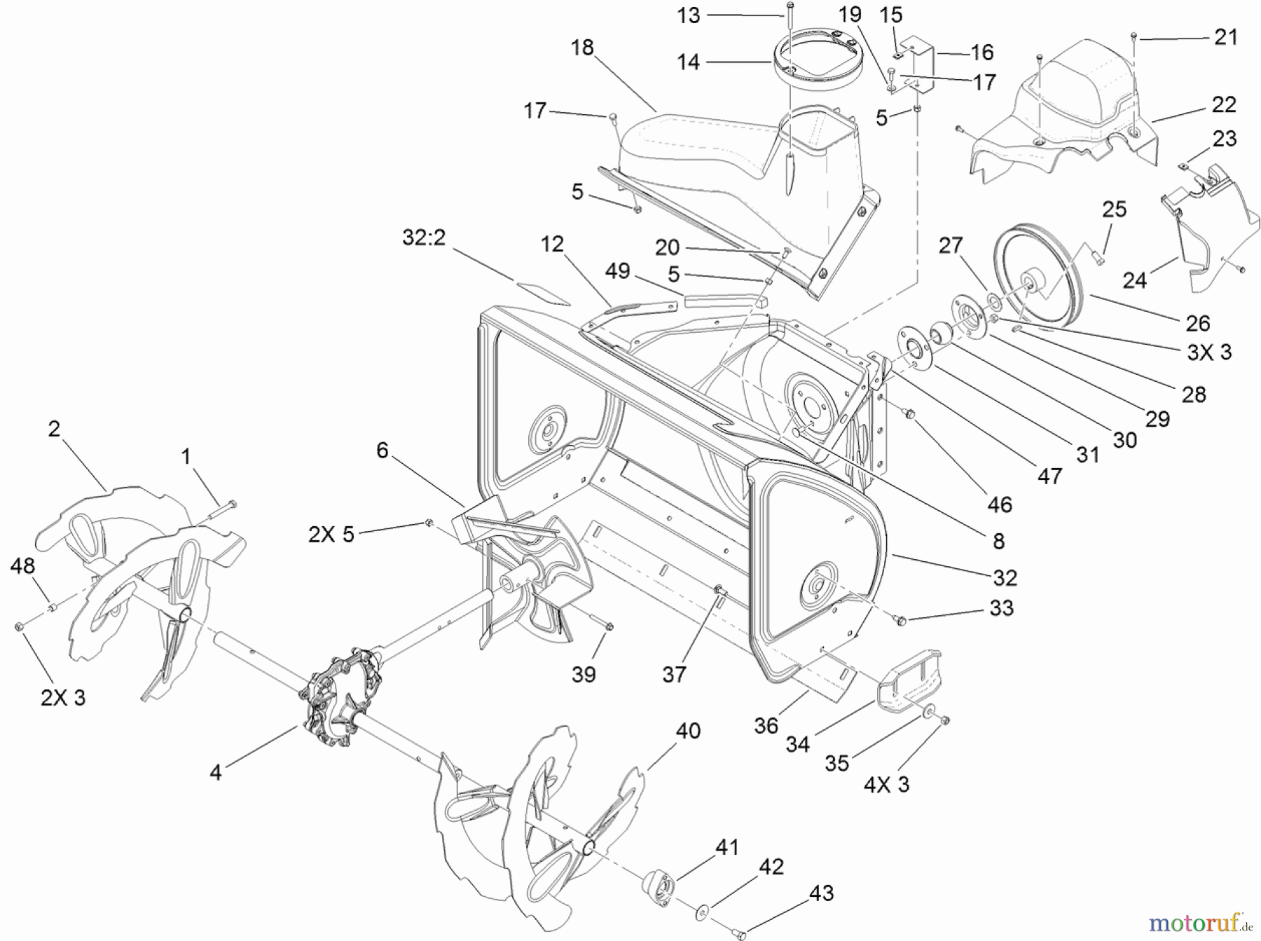 Toro Neu Snow Blowers/Snow Throwers Seite 2 38624W (826 OXE) - Toro Power Max 826 OXE Snowthrower, 2012 (SN 312008459-312999999) AUGER AND HOUSING ASSEMBLY