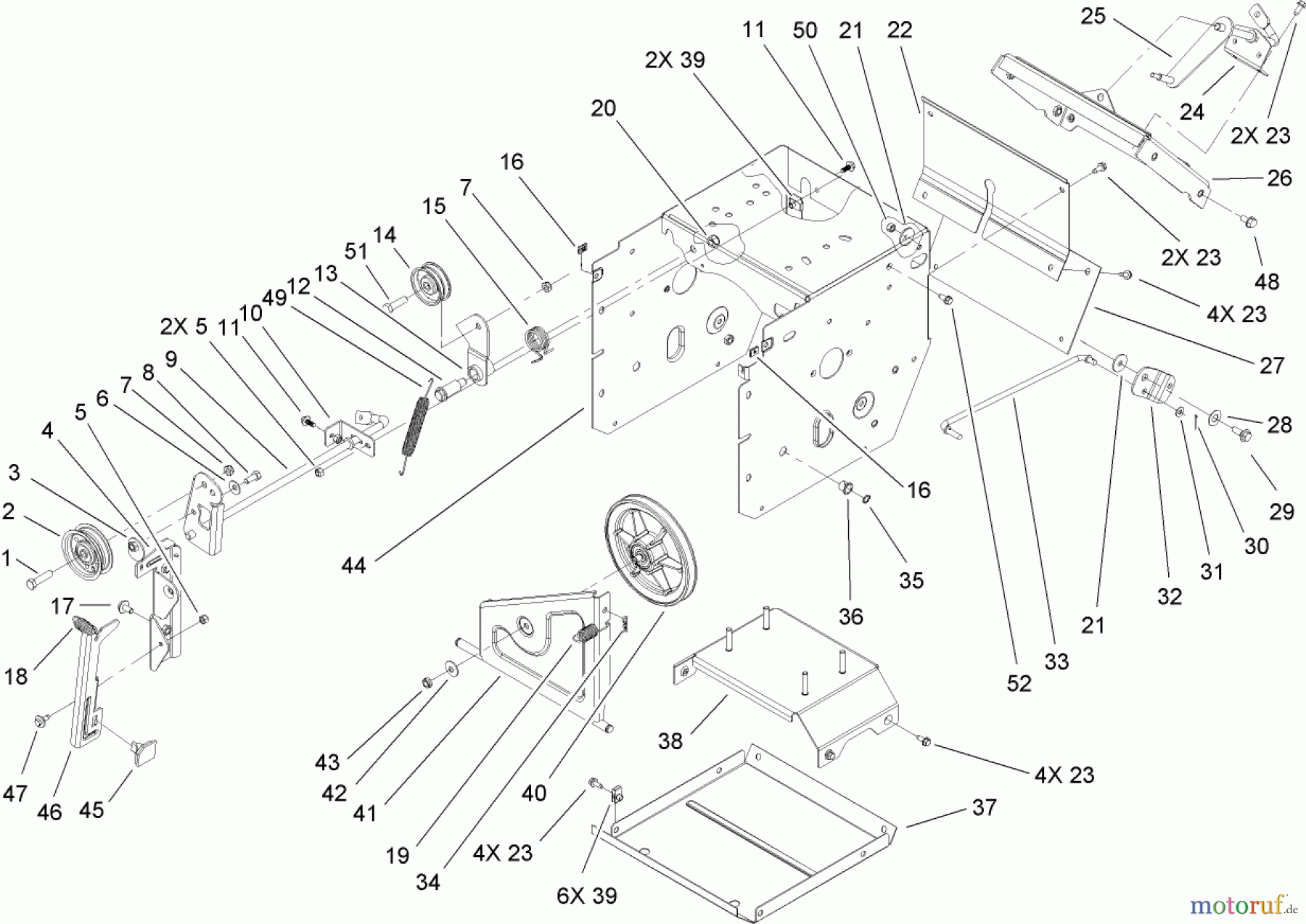  Toro Neu Snow Blowers/Snow Throwers Seite 2 38629 (826 OE) - Toro Power Max 826 OE Snowthrower, 2011 (311000001-311999999) FRAME ASSEMBLY