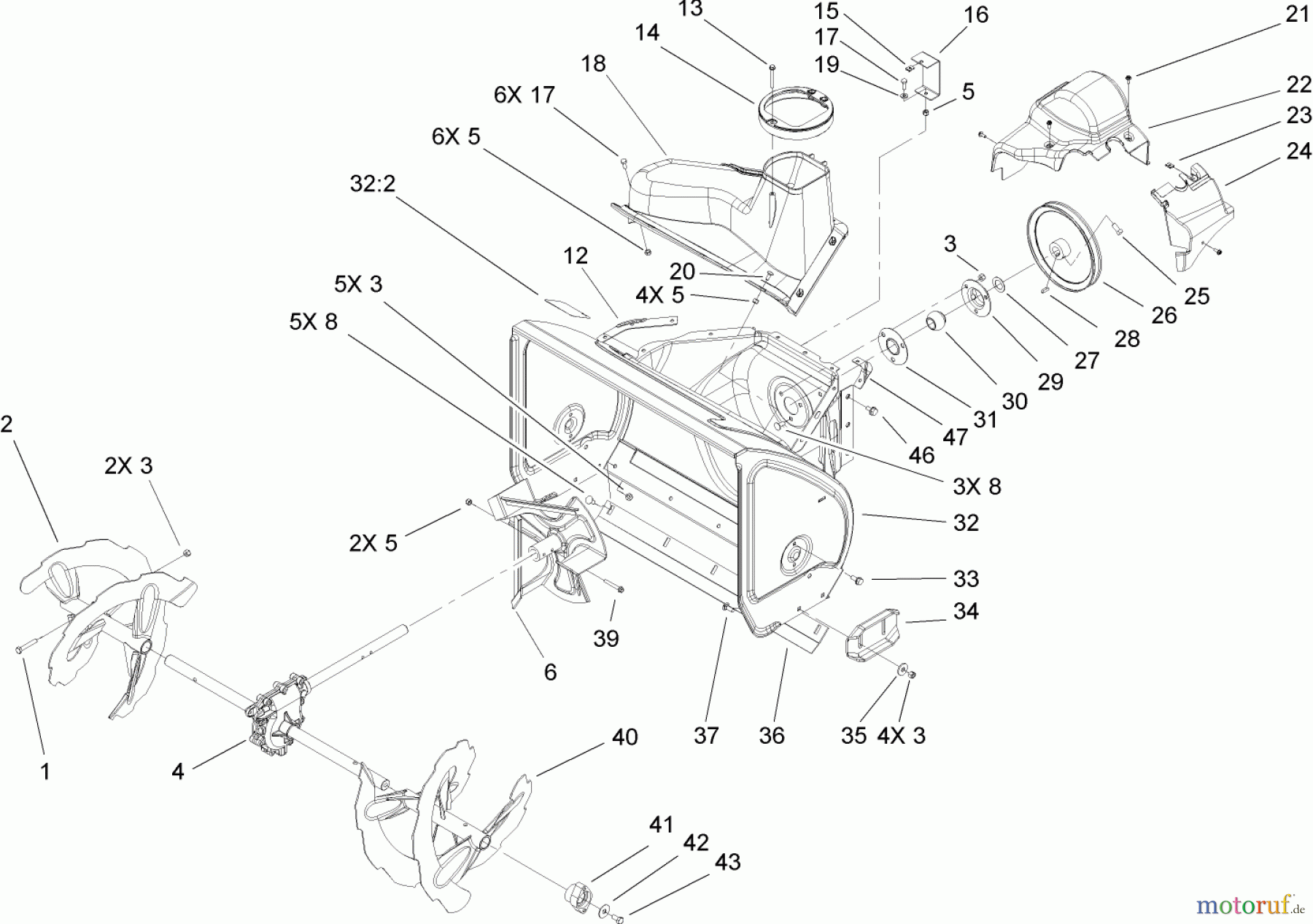 Toro Neu Snow Blowers/Snow Throwers Seite 2 38631 (828 LXE) - Toro Power Max 828 LXE Snowthrower, 2005 (250000001-250999999) AUGER AND HOUSING ASSEMBLY