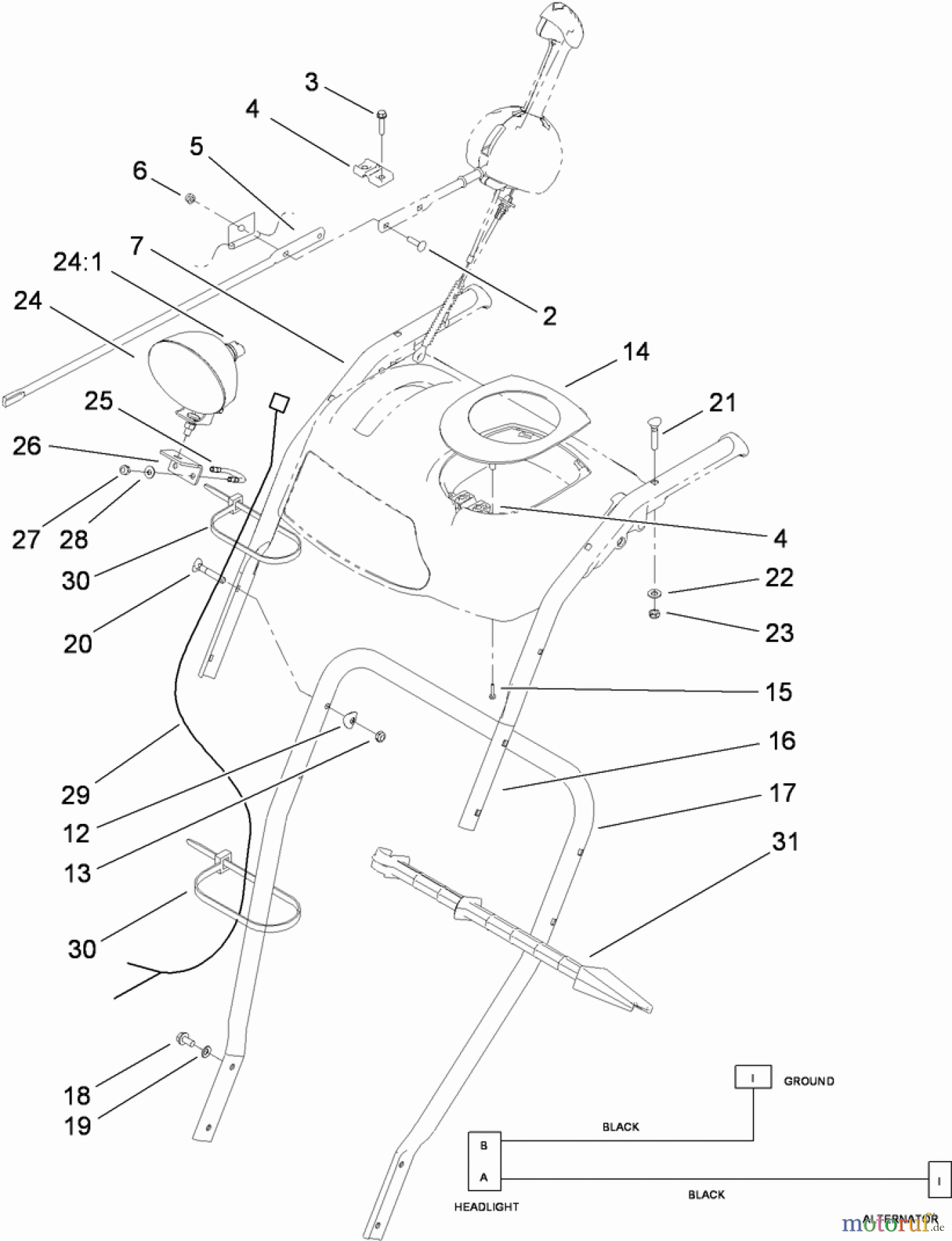 Toro Neu Snow Blowers/Snow Throwers Seite 2 38639 (828 OE) - Toro Power Max 828 OE Snowthrower, 2010 (310000001-310999999) HEADLAMP ASSEMBLY