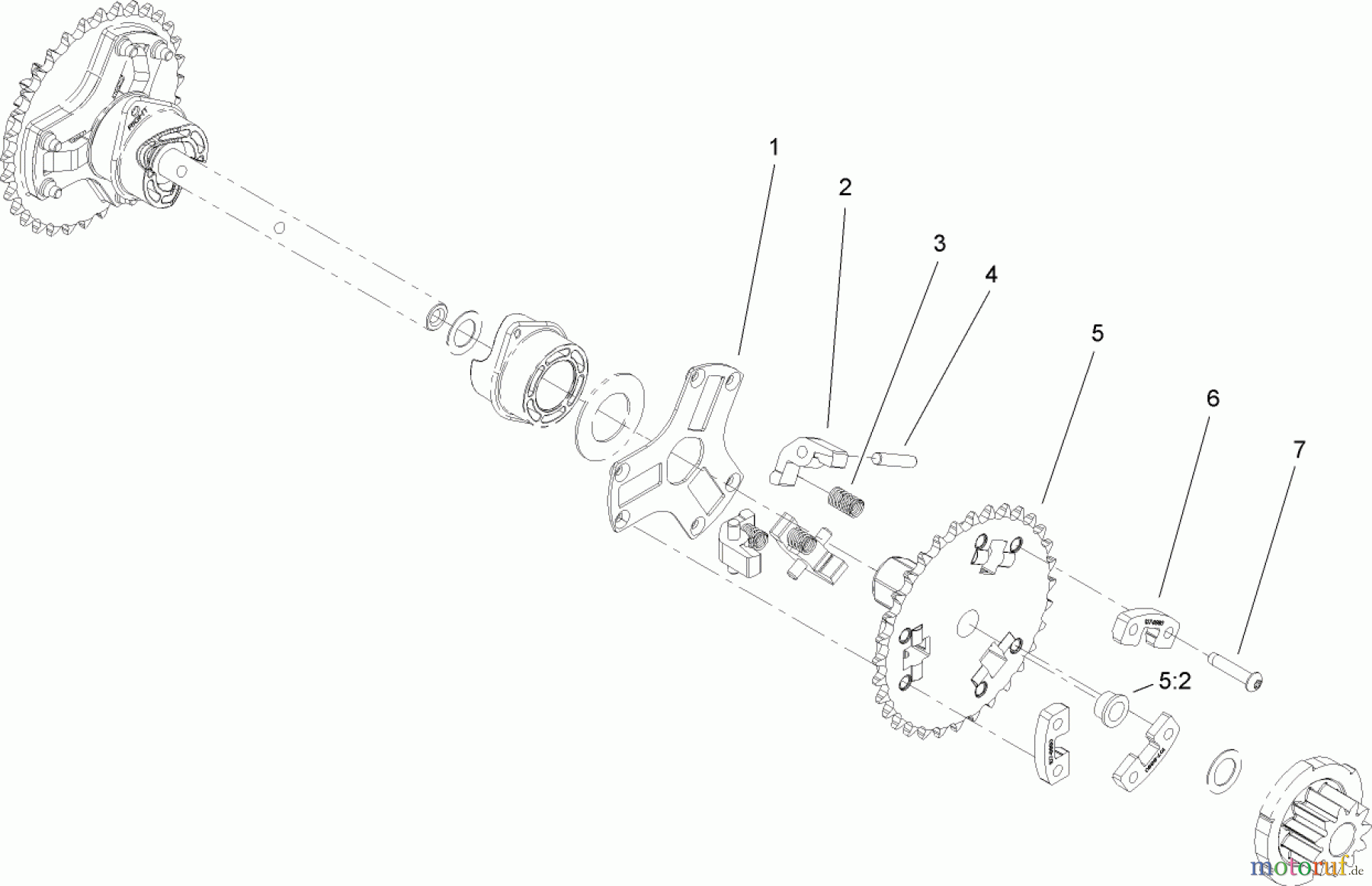  Toro Neu Snow Blowers/Snow Throwers Seite 2 38657 (1128 OXE) - Toro Power Max 1128 OXE Snowthrower, 2009 (290000001-290999999) WHEEL CLUTCH SPROCKET ASSEMBLY