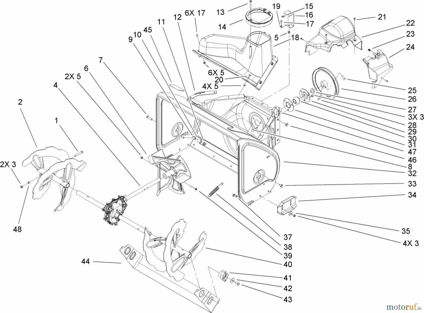 Toro Neu Snow Blowers/Snow Throwers Seite 2 38657C (1128 OXE) - Toro Power Max 1128 OXE Snowthrower, 2009 (290000001-290999999) AUGER AND HOUSING ASSEMBLY